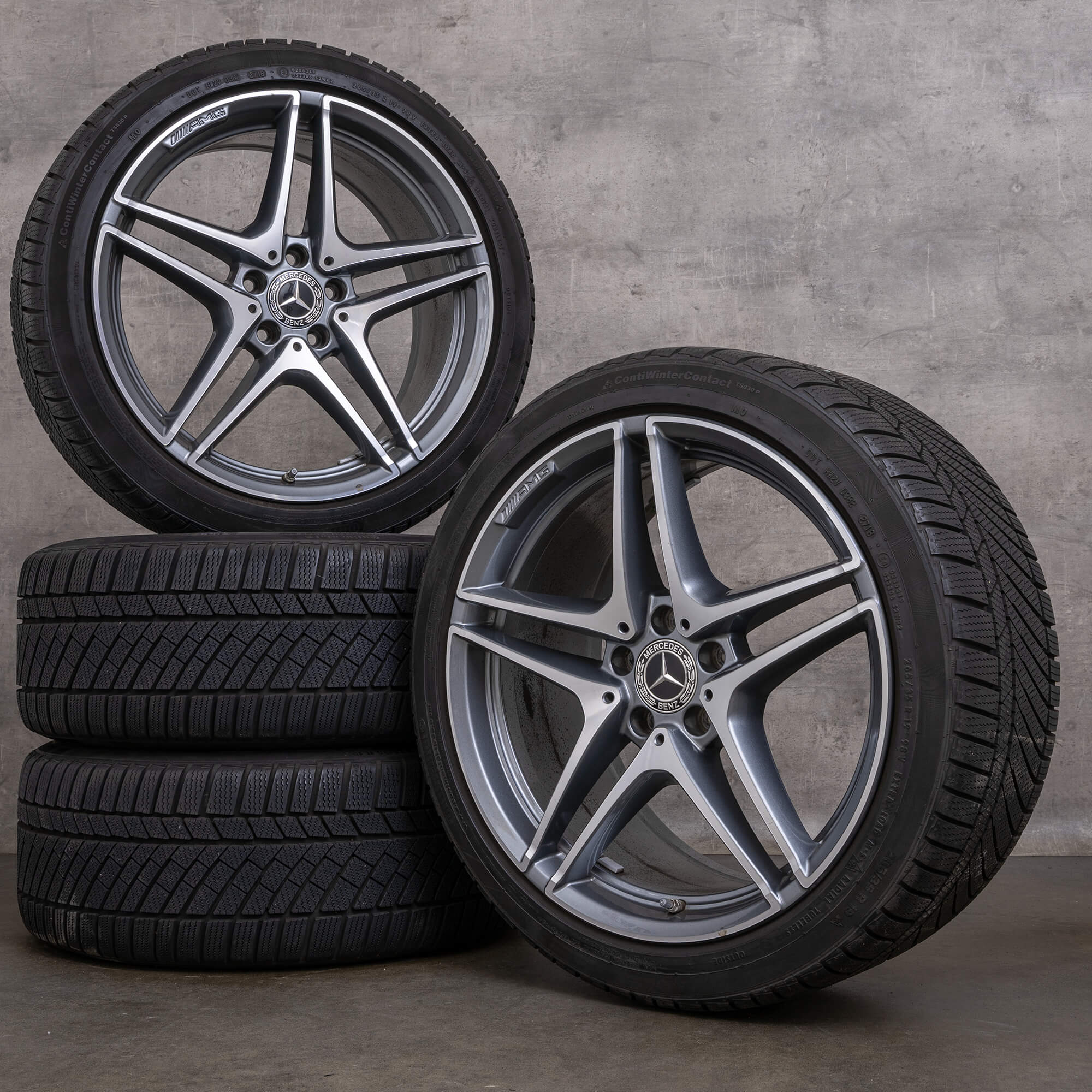 Original Mercedes Benz C-Klasse C63 & S AMG Winterräder 19 Zoll W205 S205 Felgen A2054011900 A2054012000 himalaya grey glanzgedreht