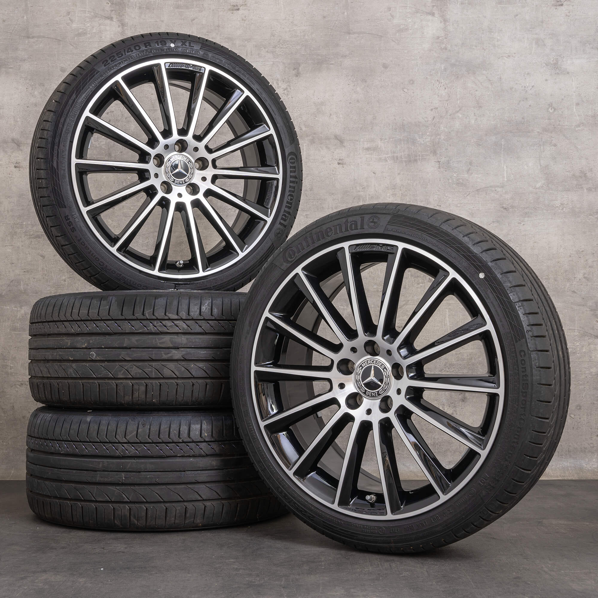 Llantas originales Mercedes Benz Clase C AMG de 19 pulgadas W205 S205 C205 A205 llantas verano A2054011300 A2054011400 negro alto brillo torneado