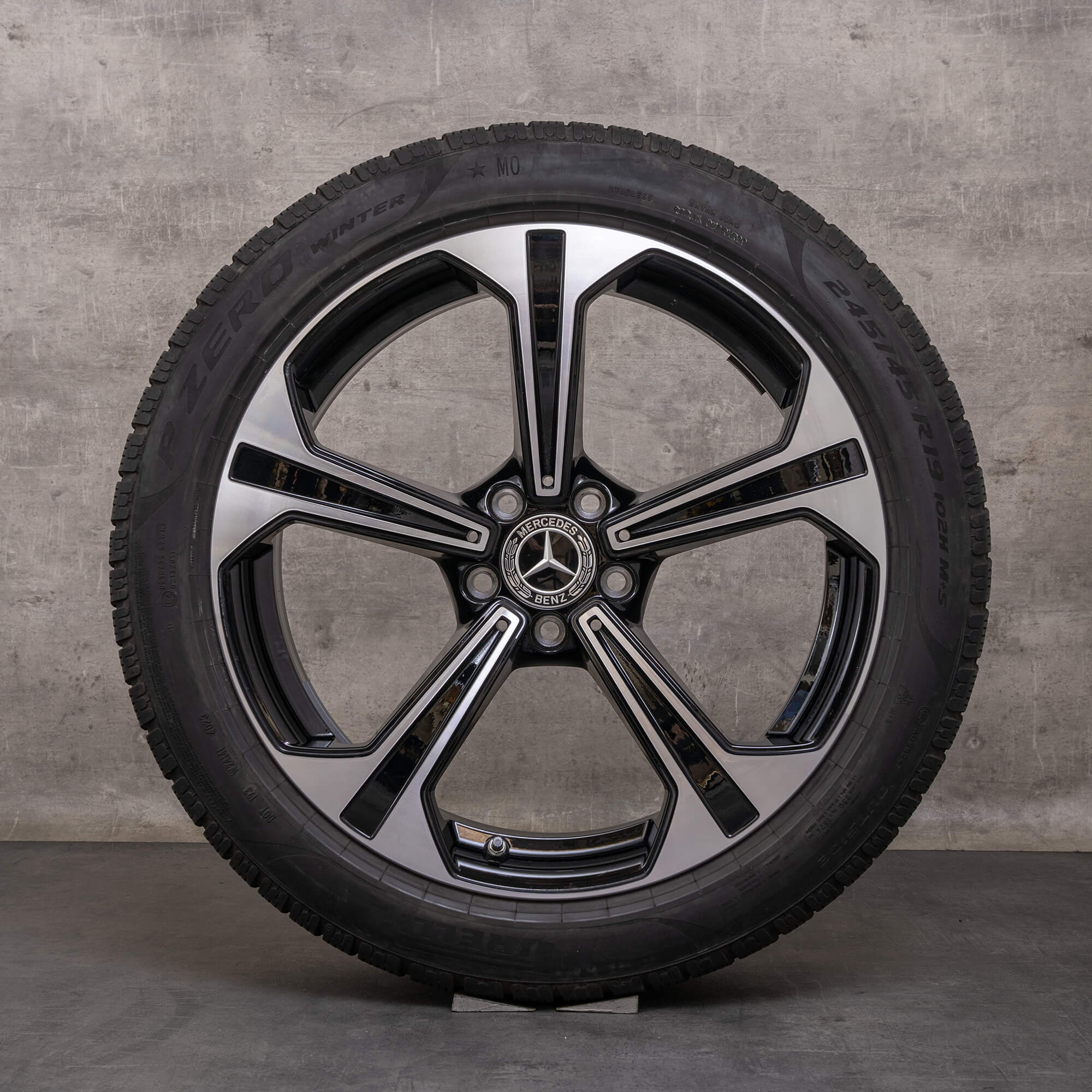 Originale Mercedes Benz E-klasse vinterhjul 19 tommer W214 S214 fælge A2144013600 A2144013700 sort poleret