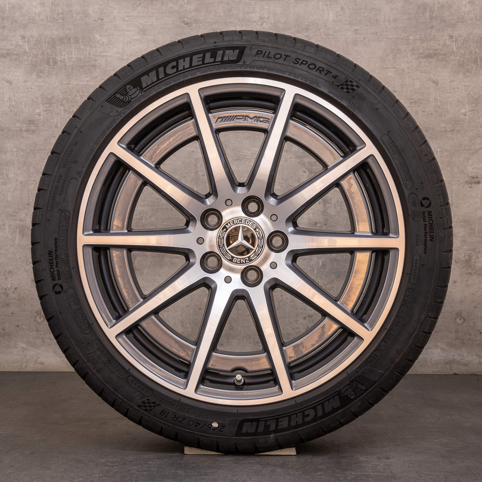 Orijinal Mercedes Benz A-Serisi A 45 CLA AMG jantlar 18 inç W177 V177 C118 X118 yaz jant lastik A1774012100 himalaya gri parlak tornalanmış