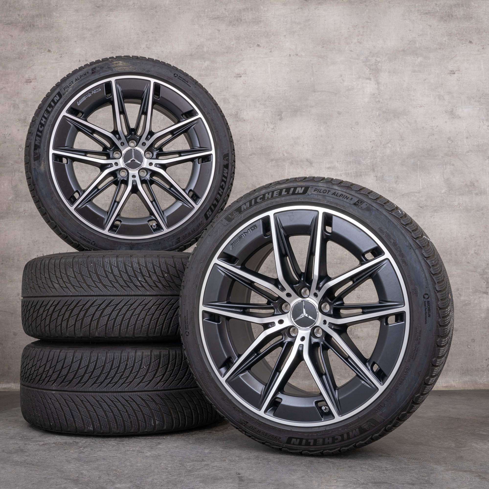 Original Mercedes Benz E-Klasse E53 AMG Winterräder 20 Zoll W214 S214 Felgen A2144011100 A2144011200 schwarz matt glanzgedreht