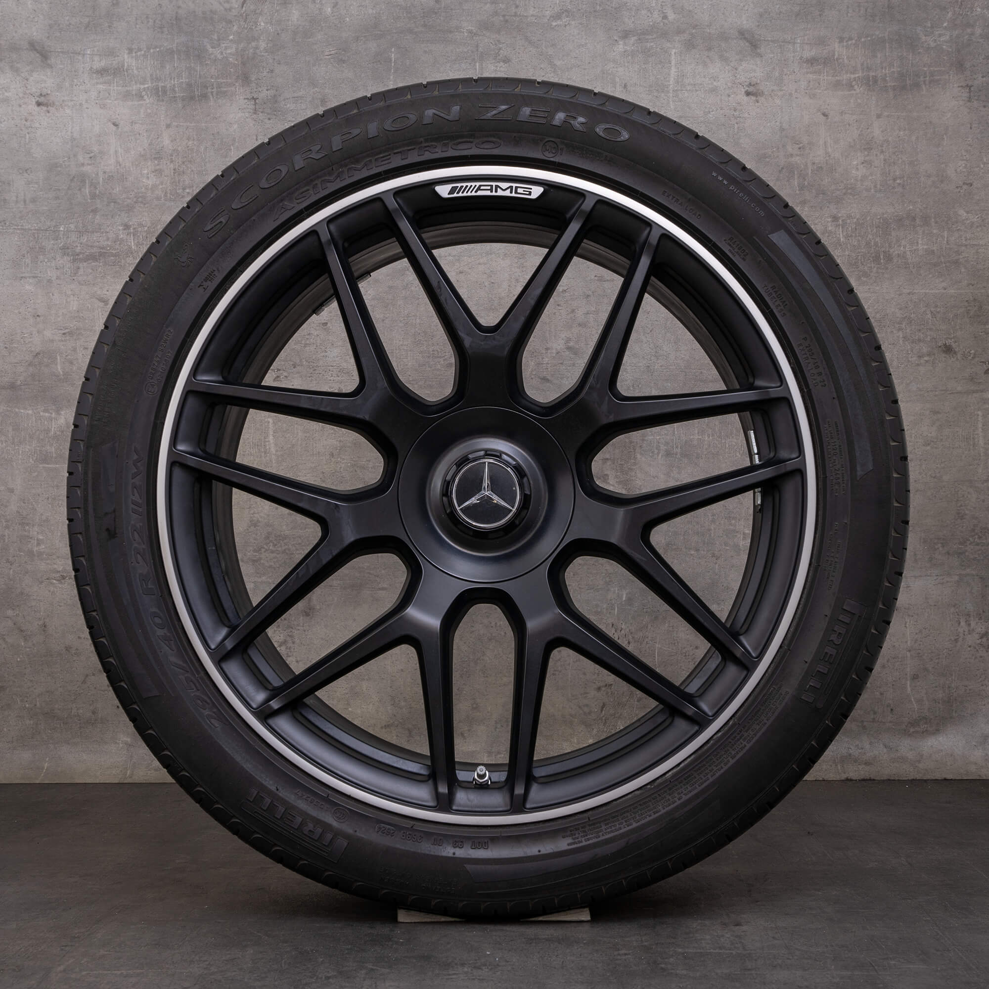 Alkuperäiset Mercedes Benz G-sarjan G63 AMG-vanteet 22 tuumaa, W465 ja W463A kesäpyörät, A4634012000, musta, matta, kiillotettu