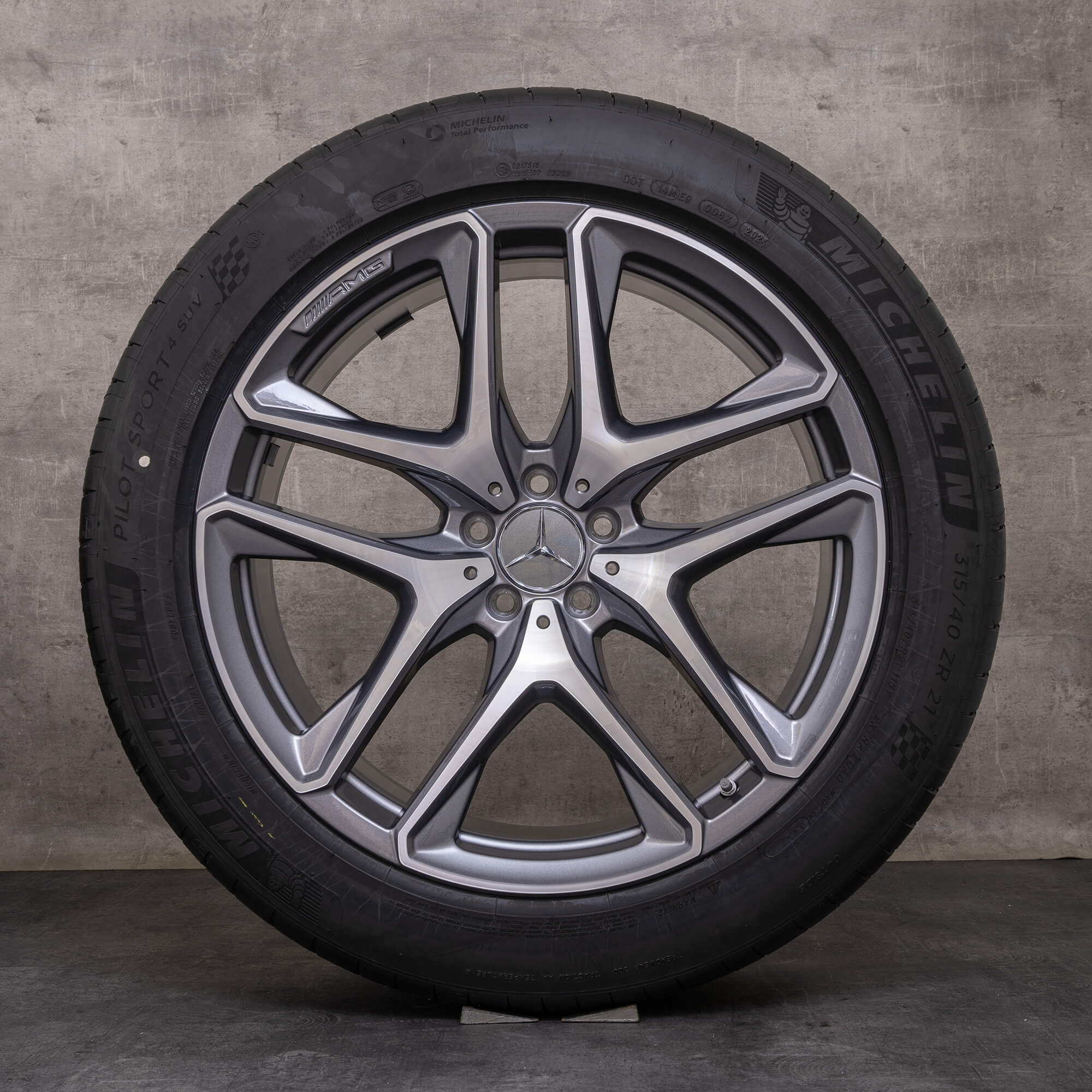 Genuine Mercedes Benz GLE 53 63 AMG 4Matic+ jante 21 inch X167 C167 Hybrid summer wheels A1674014200 A1674014300 himalaya grey glossy turned
