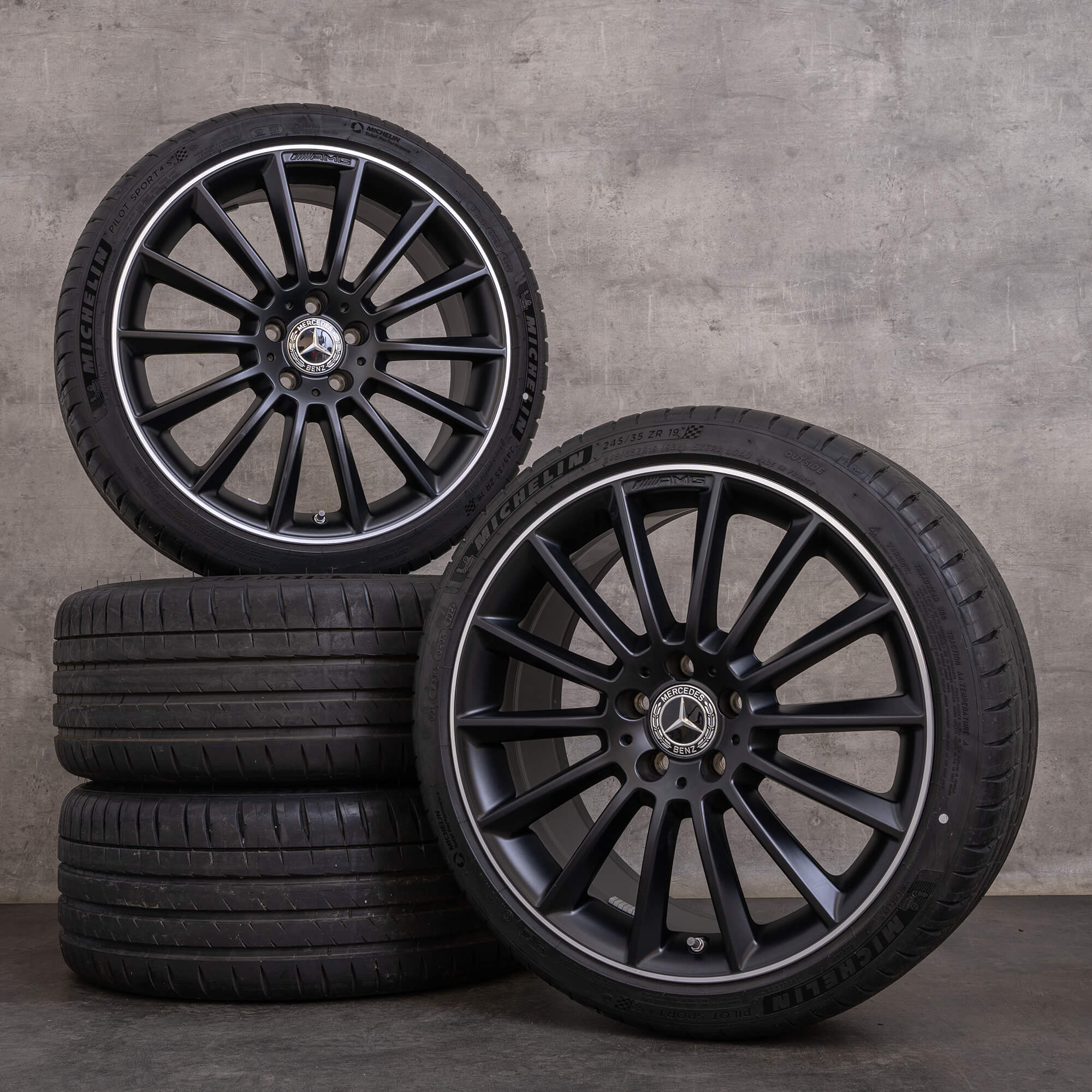 OEM Mercedes Benz CLA 35 AMG Rims 19 inch C118 X118 Summer wheels A1184010300 black matt glossy turned NEW