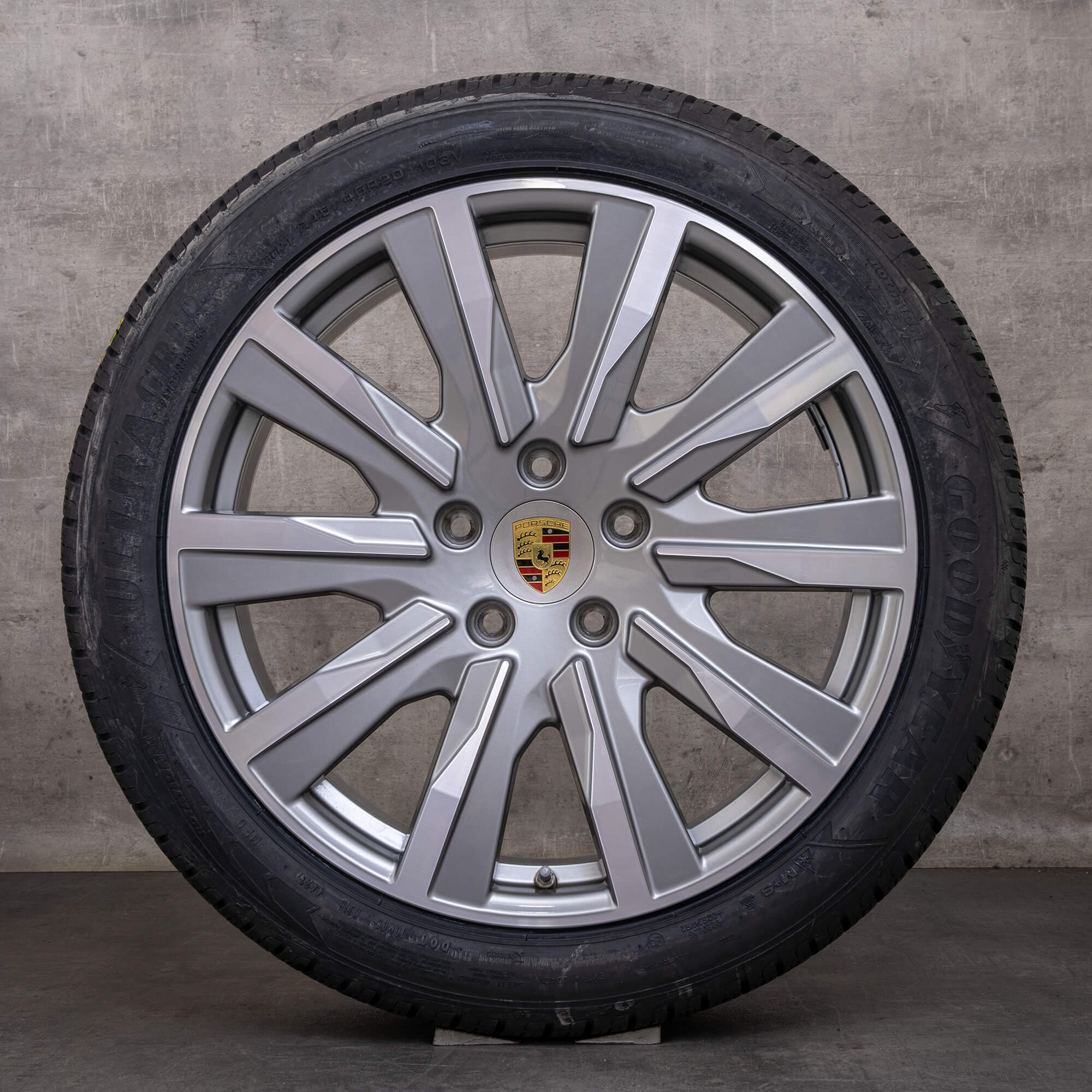 OEM Porsche Taycan snow tire packages 20 inch 9J1 II Rims 9J1601025L 9J1601025M platinum silver glossy turned