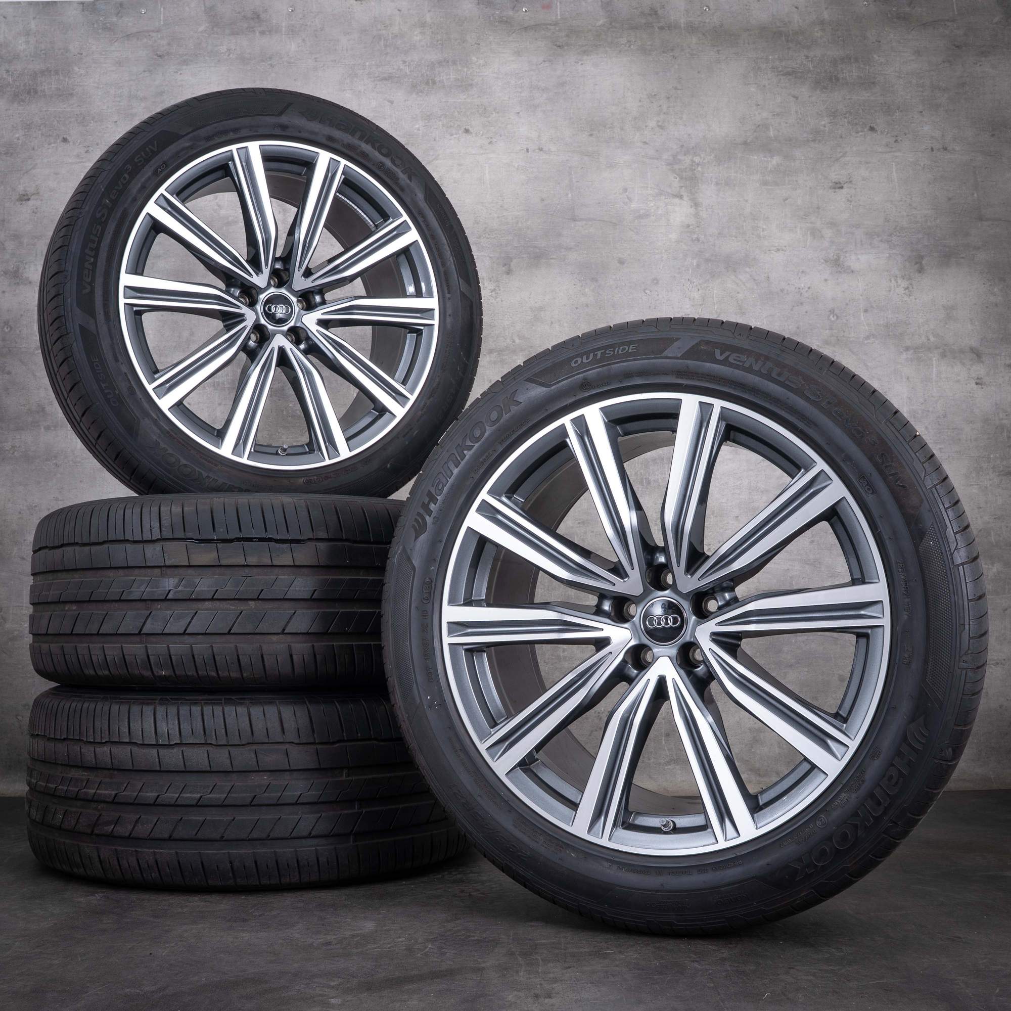 Oryginalne felgi Audi Q8 SQ8 21 cali 4M8 opony letnie 4M8601025G tytanowe, z efektem diamond cut