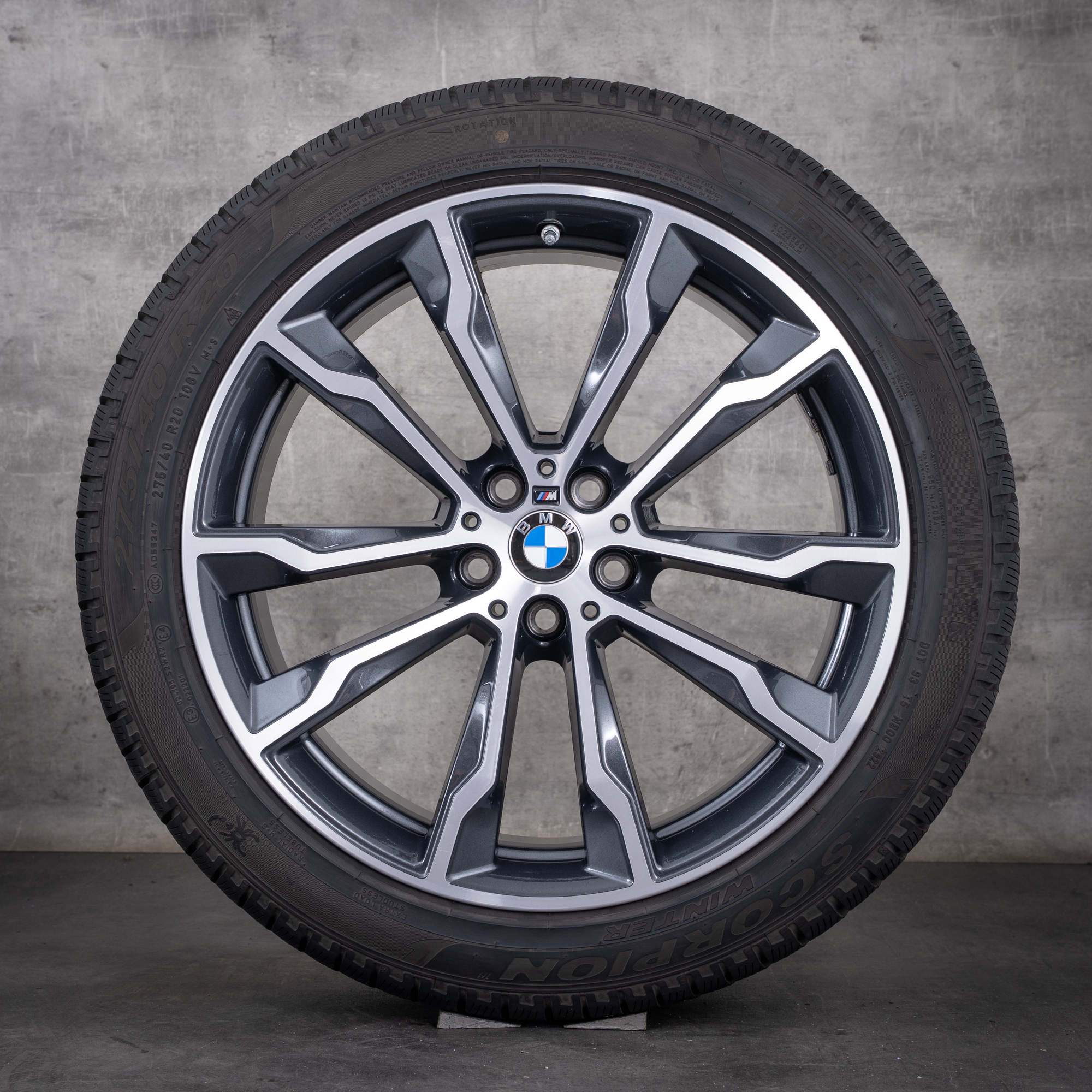 Oryginalne koła zimowe BMW X3 X4 20 cali, felgi G01 G02, stylizacja 699 M, 8010265 8010269 kolor orbit grey diamond cut