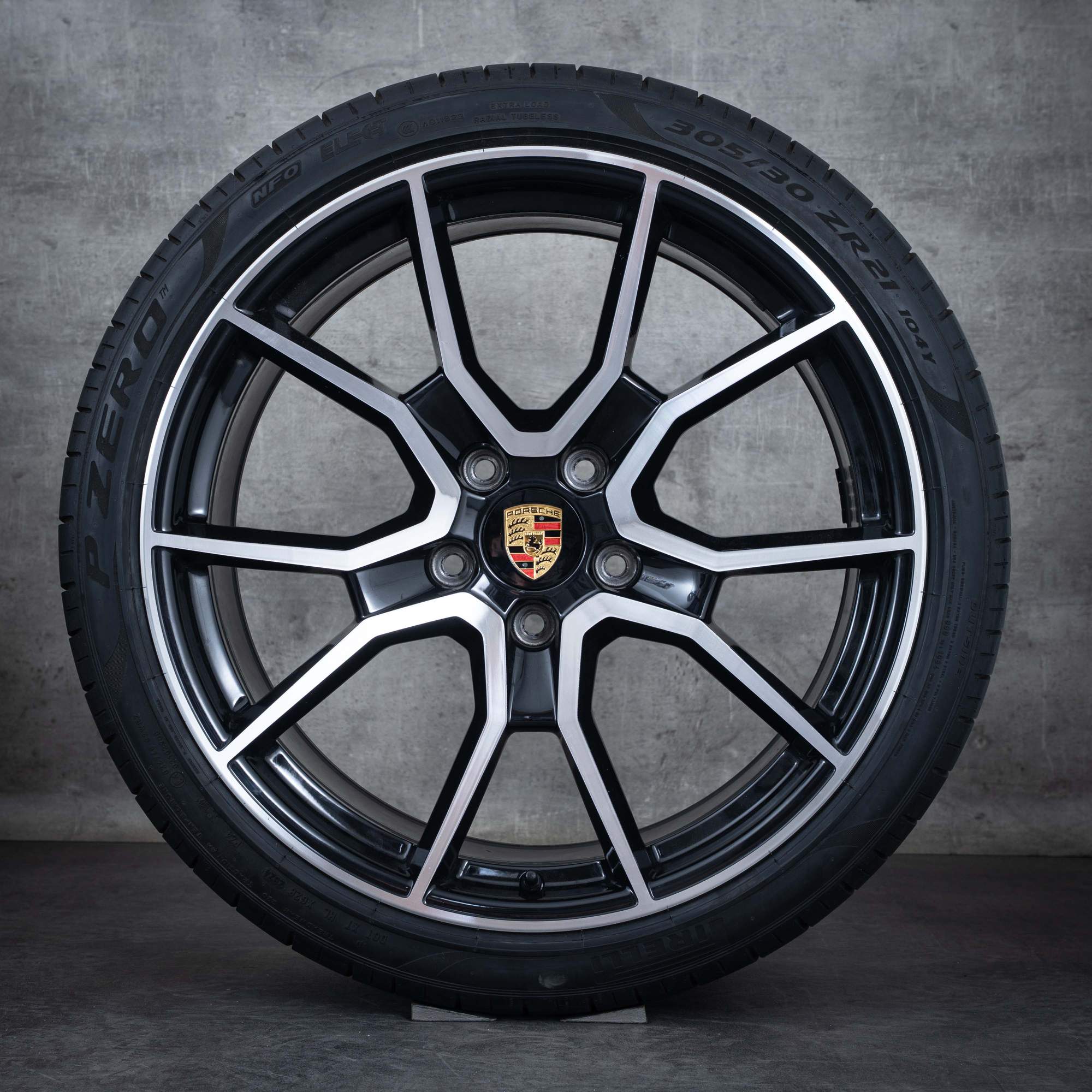 Original Porsche Taycan 9J1 I II Felgen 21 Zoll Sommerräder 9J1073663MM RS Spyder schwarz glanzgedreht