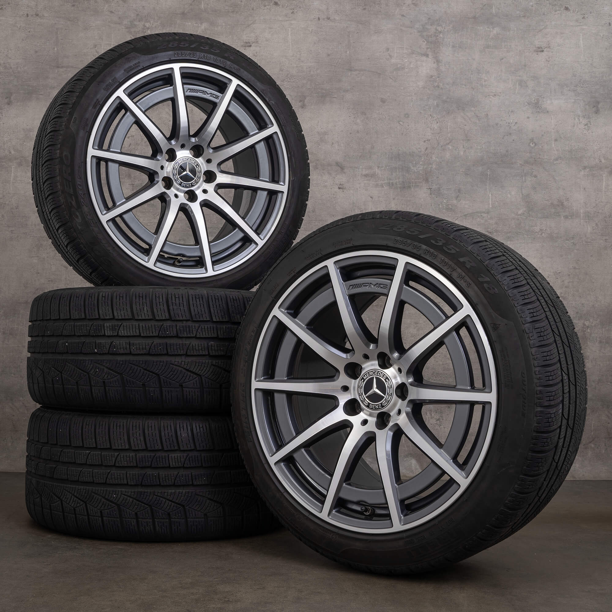 Originale AMG Mercedes C-Klasse C63 felger 18 tommer A205 C205 vinterdekk