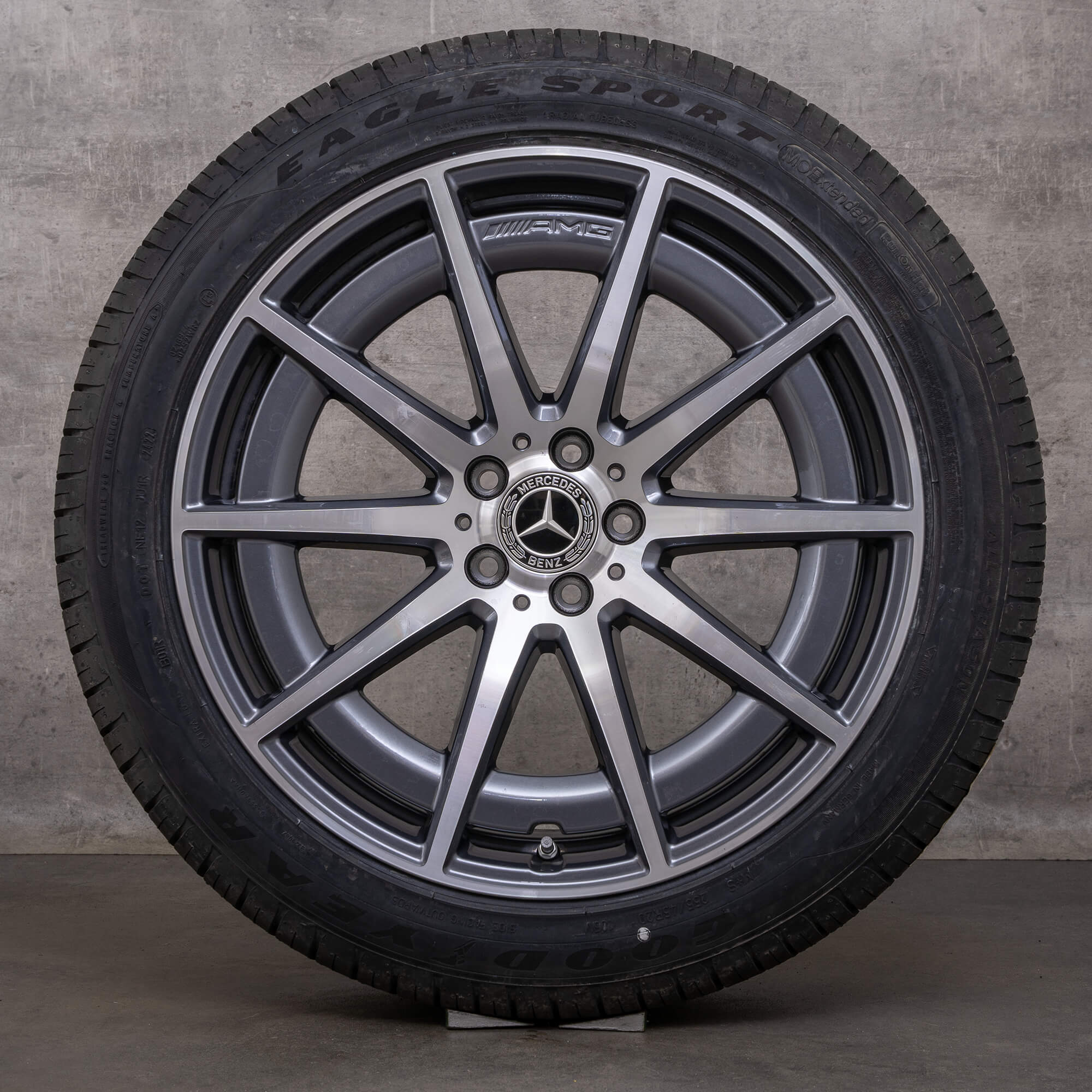 Orijinal Mercedes Benz S-Serisi S 63 E AMG jantlar 20 inç W223 Performans tüm hava koşullarına uygun lastikler A2234011900 A2234012000 himalaya gri yüksek parlaklıkta tornalanmış