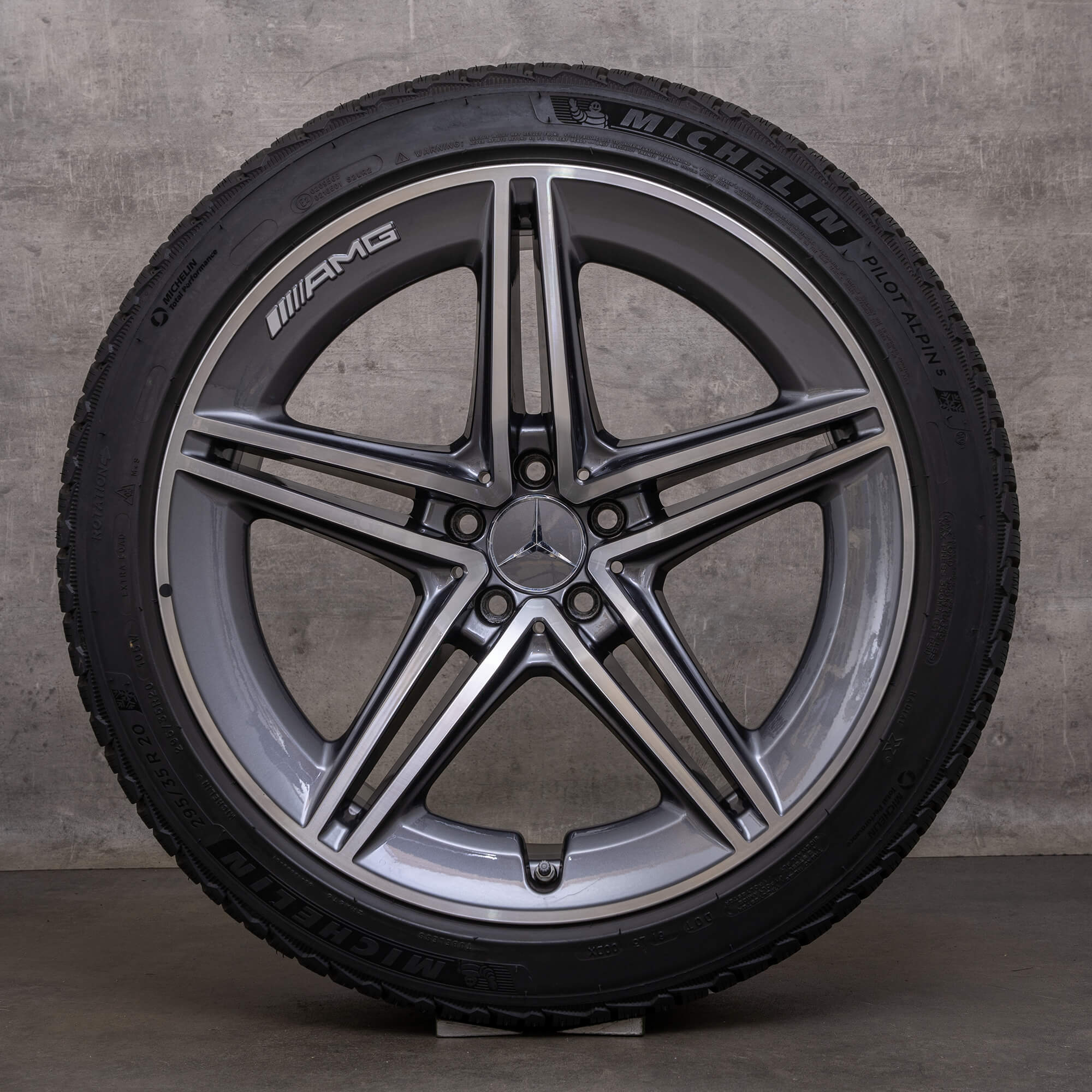 Oryginał Mercedes Benz AMG GT 43 53 63 S 4Matic+ & E Performance opony zimowe 20 cali X290 felgi 4-drzwiowe A2904011800 A2904010500 szary himalaya Polerowane wykończenie