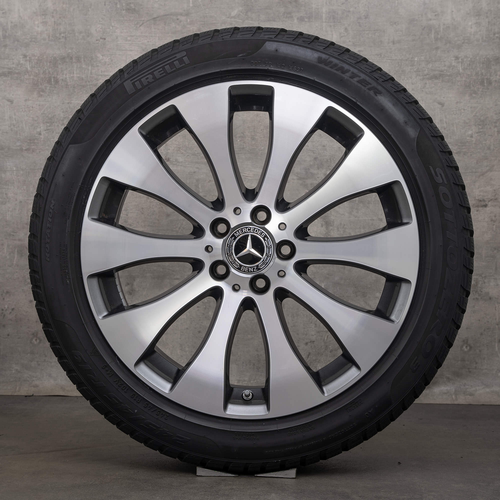 Originální zimni alu kola Mercedes Benz třídy E 19" AllTerrain X213 disky A2534012200 himalaya šedé lesklé soustružené pneumatiky