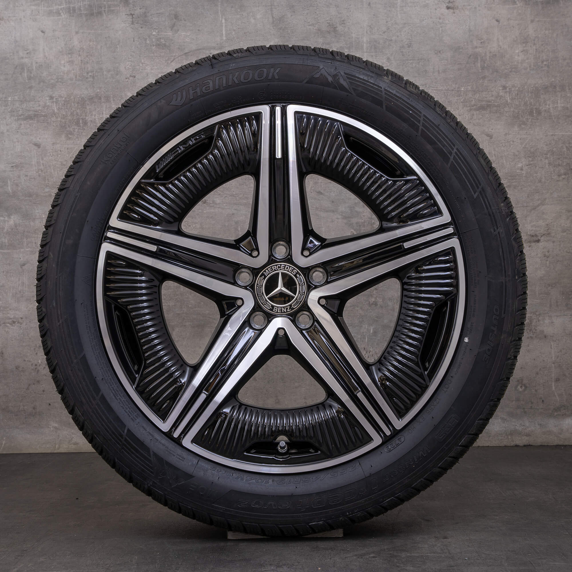 【美品 ベンツ AMG W295 EQE 純正 19インチ サテンブラック4本】 OEM Mercedes Benz EQE AMG snow tire packages 19 inch V295 rims