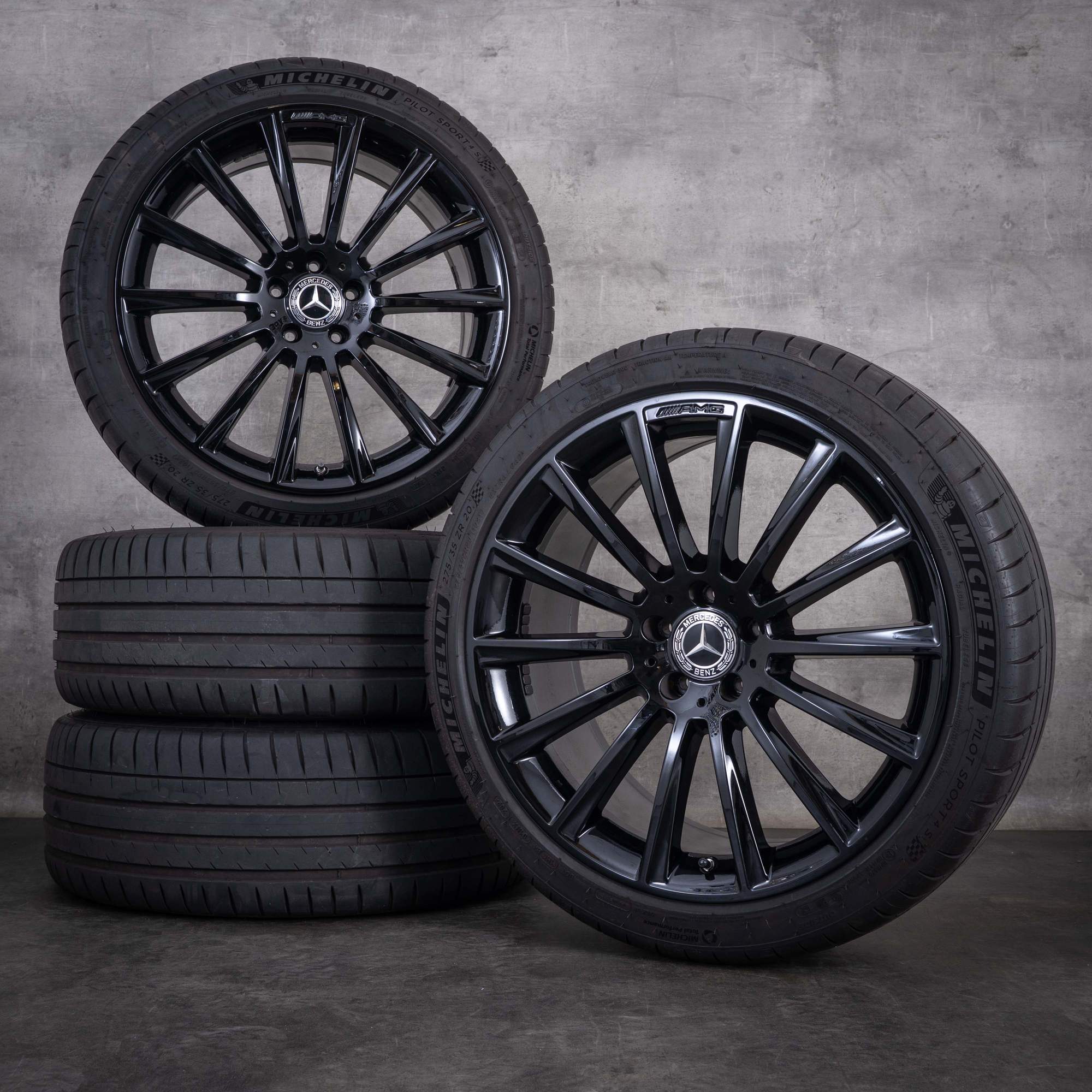 Original Mercedes S-Klasse AMG Felgen 20 Zoll W222 C217 A217 Sommerräder A2224010400 A2224010500 schwarz glanz