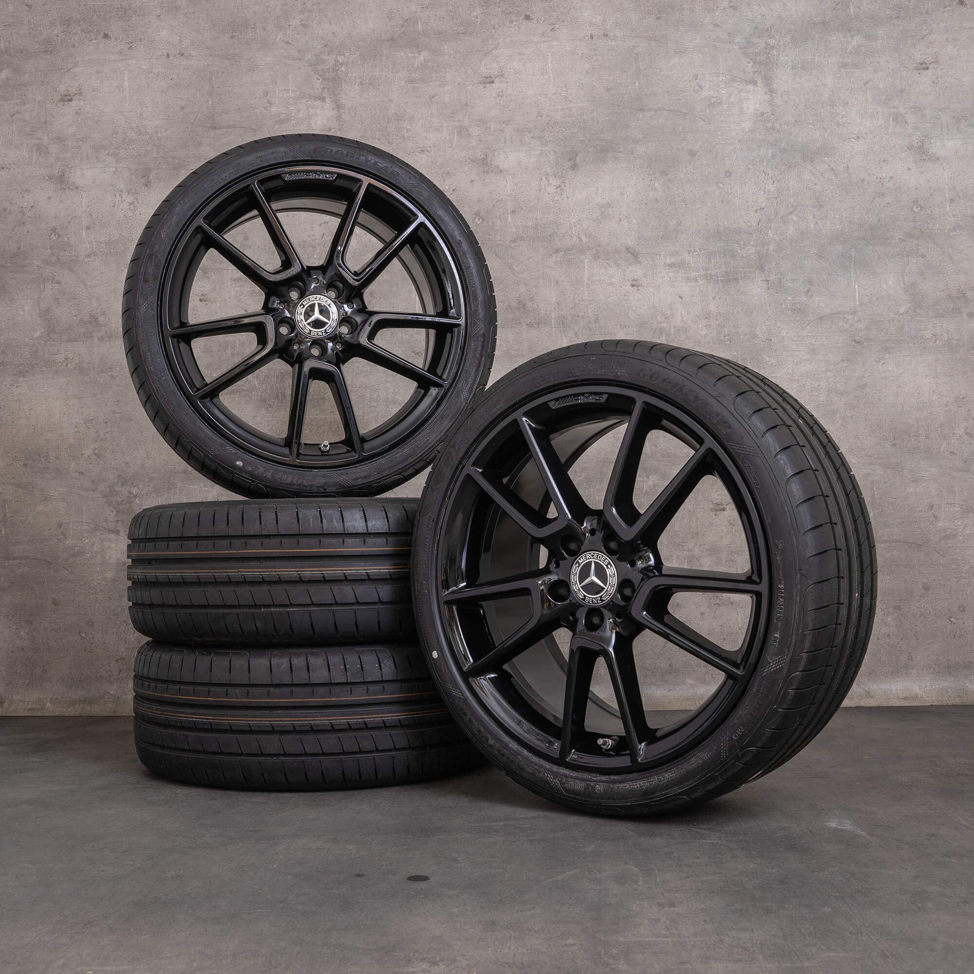OEM Mercedes Benz C-Class AMG rims 19 inch W205 S205 C205 A205 summer wheels A2054012200 A2054012300 black glossy