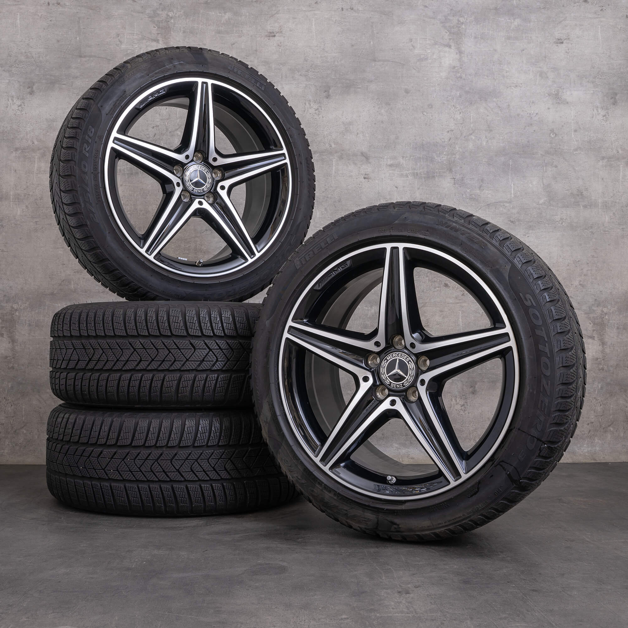 Genuine Mercedes Benz Clase E AMG llantas de invierno 18 pulgadas W213 S213 A238 C238 A2134011800 A2134011900 negro brillante torneado