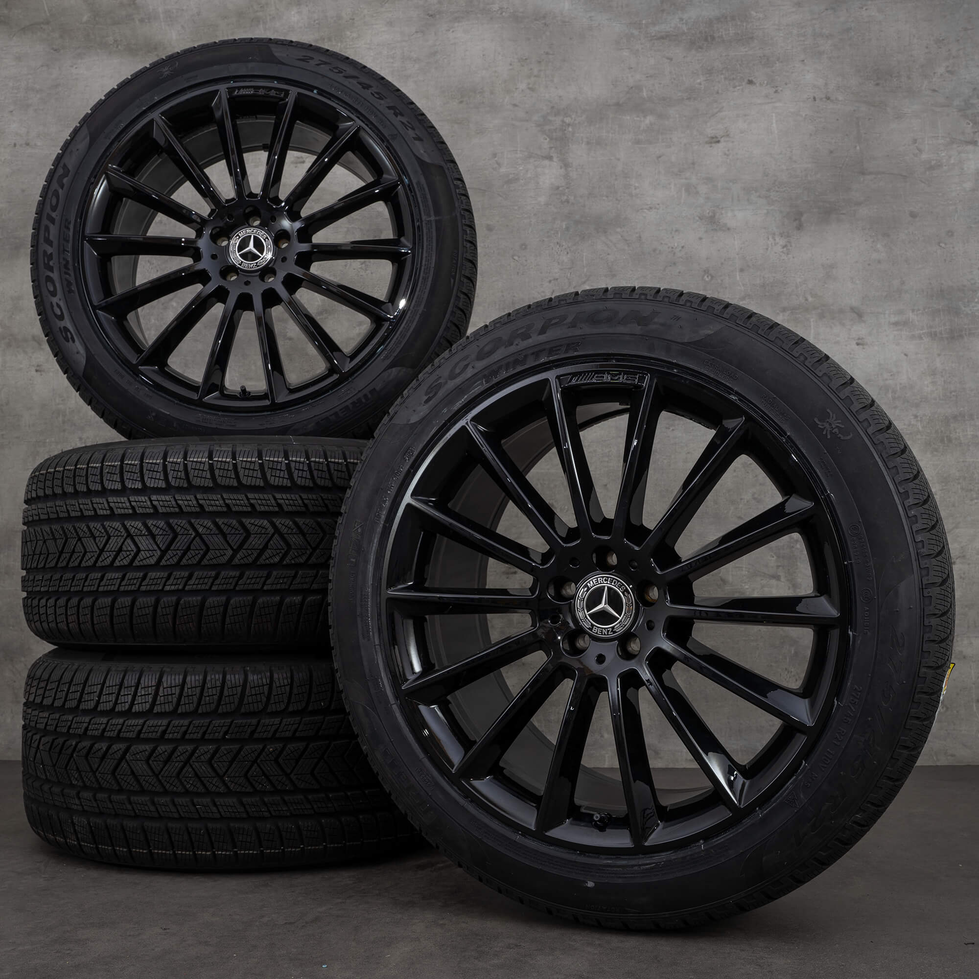 Oryginalne koła zimowe Mercedes Benz GLE AMG 21 cali W167 V167 Felgi A1674013400 A1674013500 czarny błyszczący