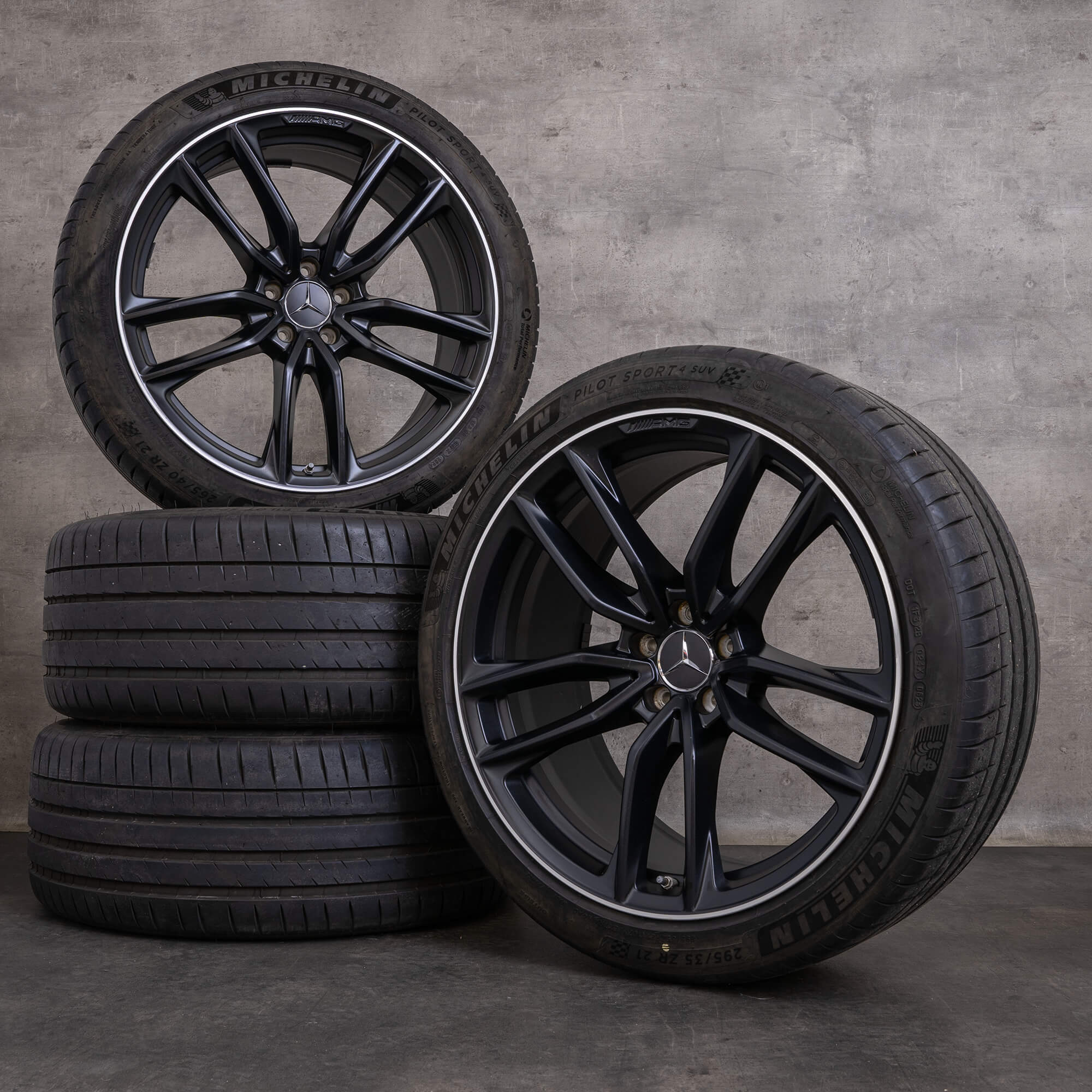 Alkuperäiset Mercedes Benz GLC 63 & S AMG vanteet 21 tuuman C253 X253 kesäpyörät A2534013800 A2534013900 musta kiiltävä käännetty UUSI