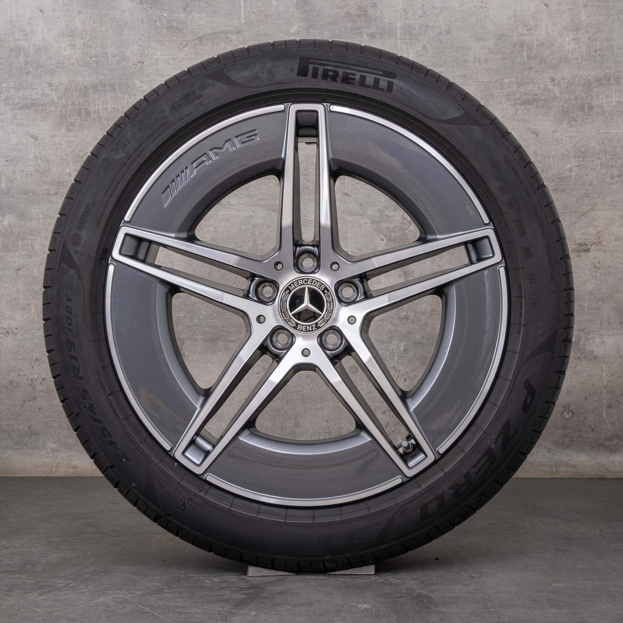Jante originale Mercedes Benz E-Class AMG 19 inch W214 S214 Anvelope de vară A2144010300 A2144010400 himalaya grey Lucios