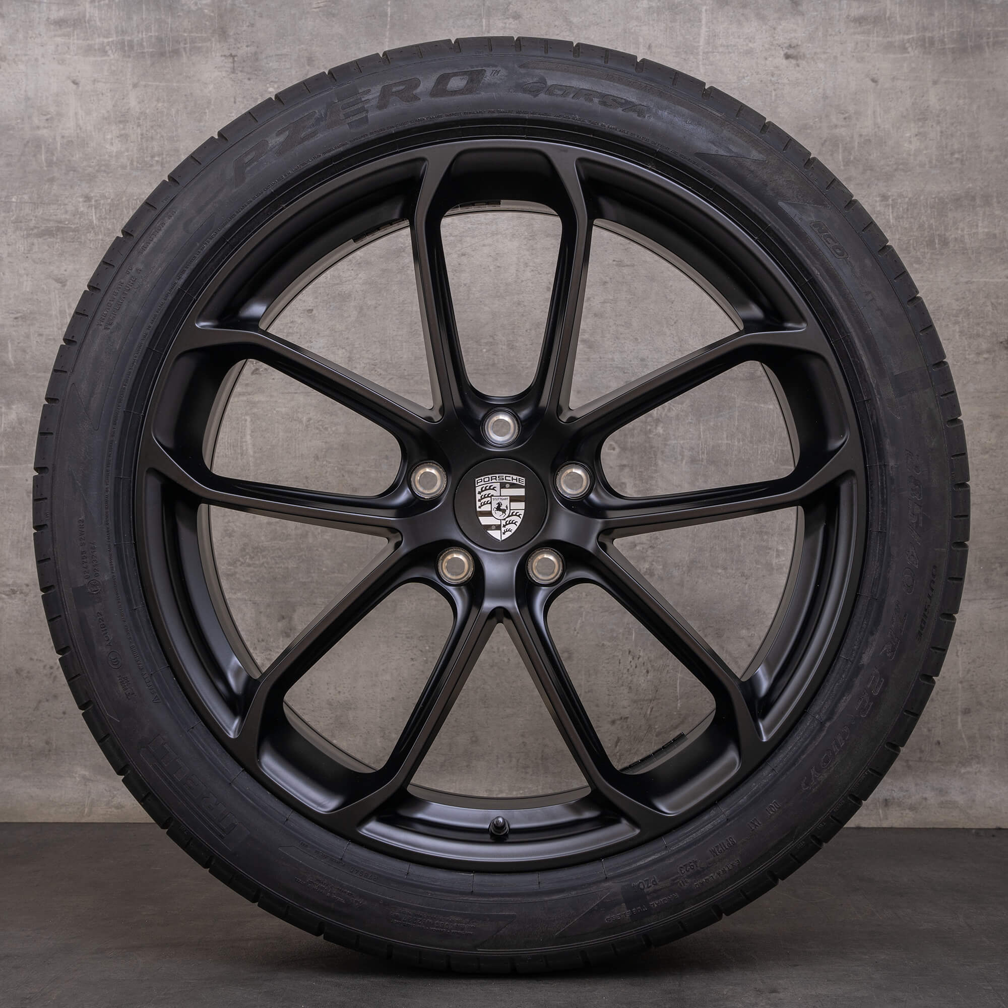 Original Porsche Cayenne Coupe E3 II 22 Zoll Sommerräder 9Y3 GT Felgen Black Satin 9Y3601025CC NEU