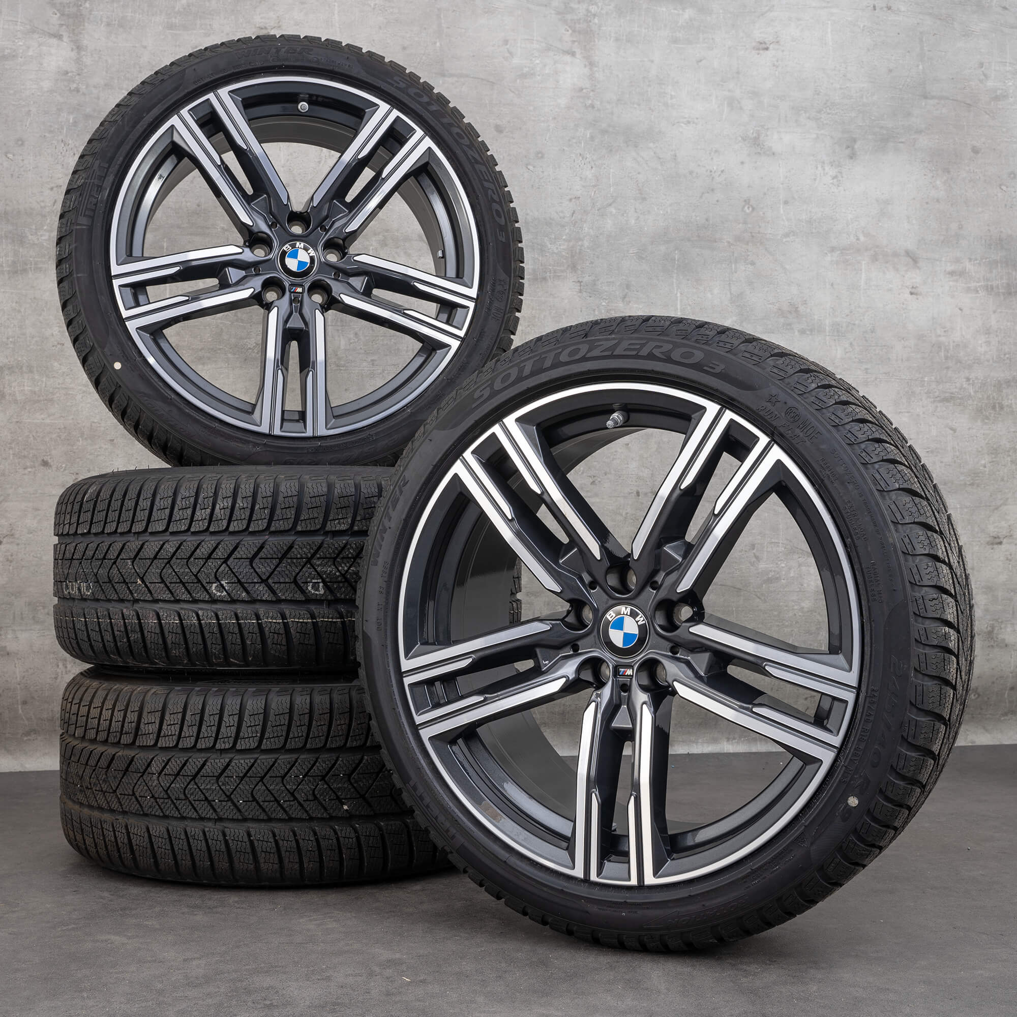 Original BMW 8er Winterräder 19 Zoll G14 G15 G16 Felgen Styling 727 M 8090019 8090020 orbit grey glanzgedreht