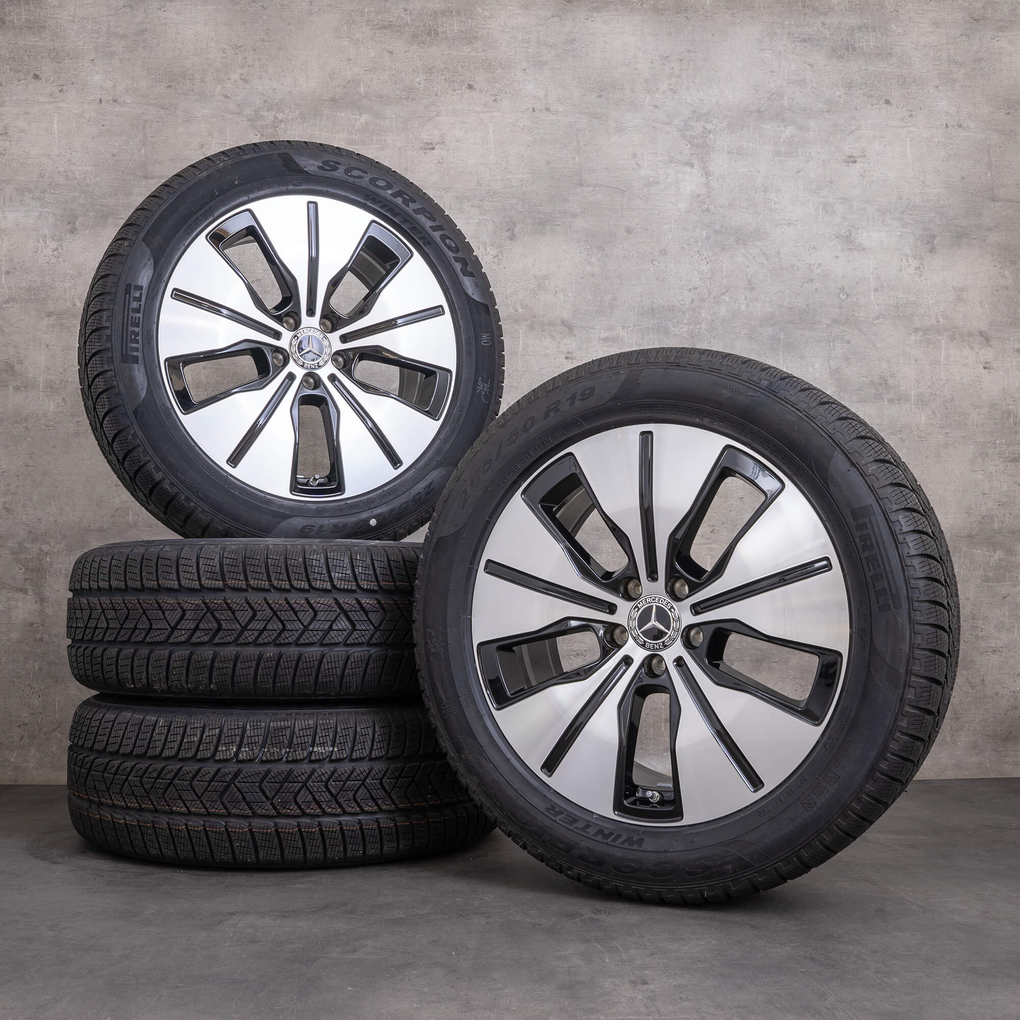 Originele Mercedes Benz EQC Winterrder 19 inch N293 velgen A2934011200 A2934010100 zwart glanzend gedraaid