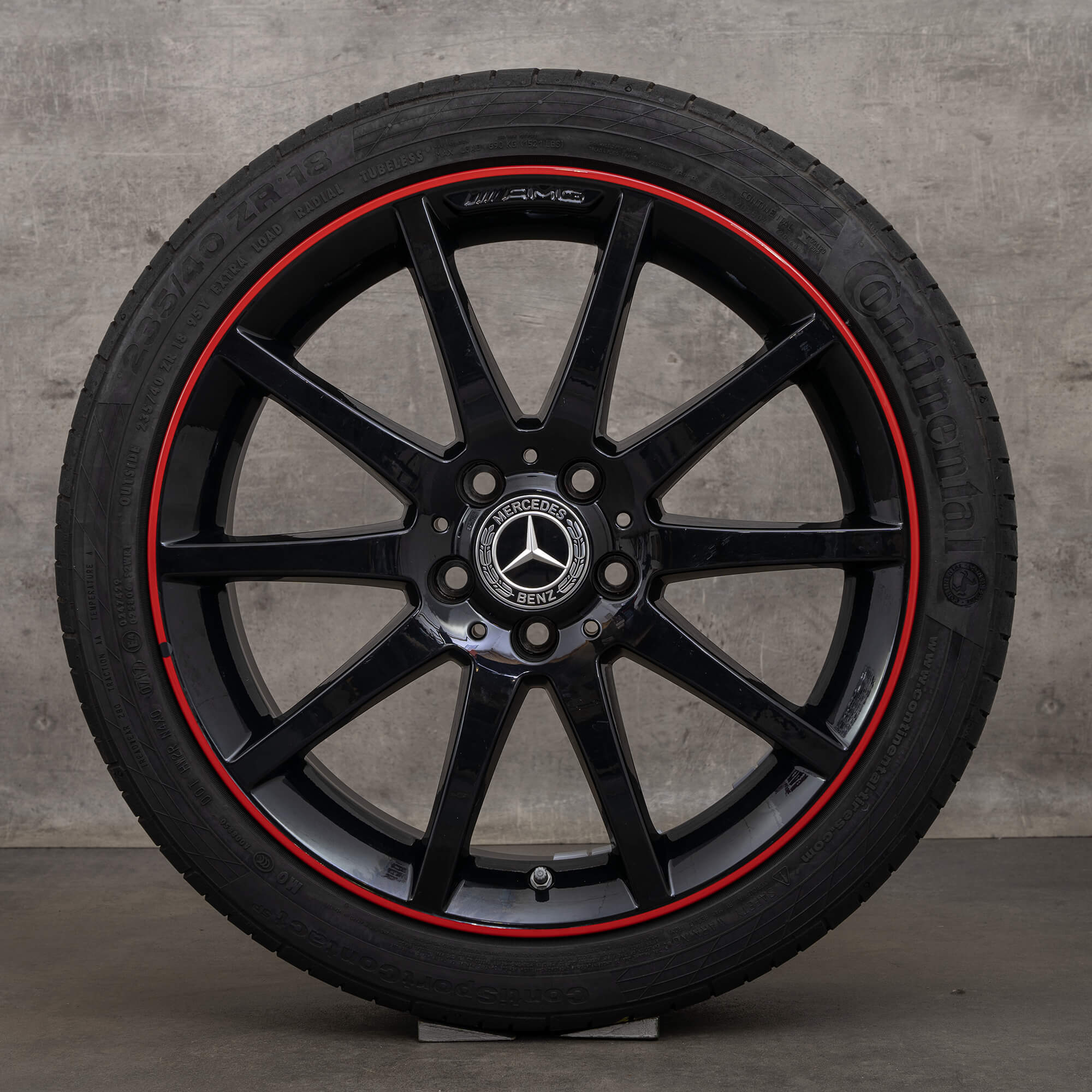 Jantes d'origine Mercedes Benz SLK 55 SLC 43 AMG 18 pouces R172 roues été A1724013002 A1724013102 bord noir rouge