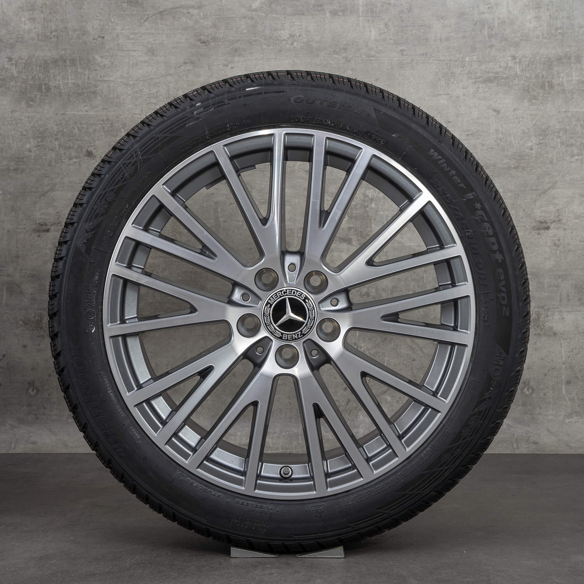 Orijinal Mercedes Benz A B Sınıfı CLA Winterrder 18 inç W177 V177 W247 X118 C118 Jantlar A1774010600 himalaya gri parlak tornalanmış YENİ