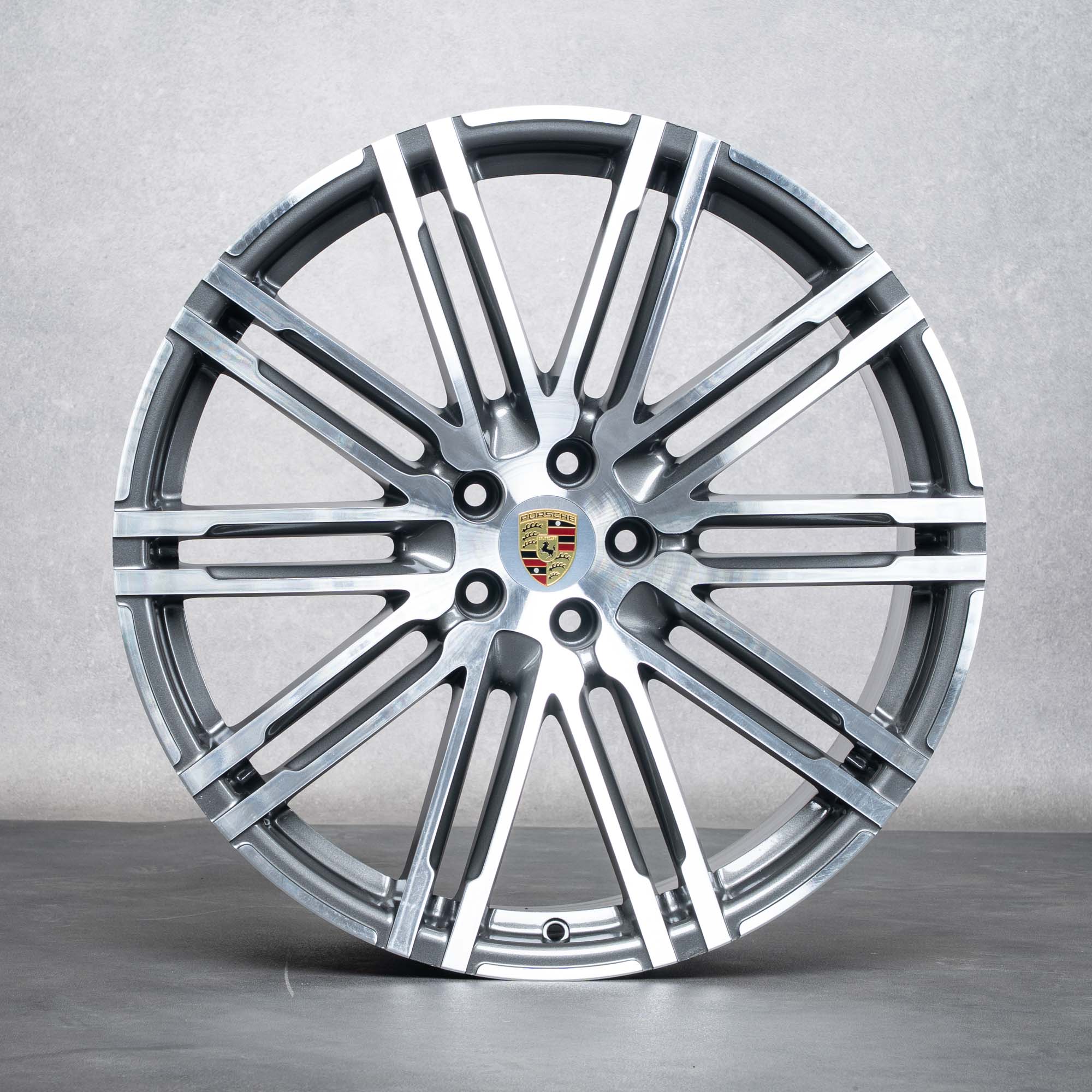 Oryginalne felgi Porsche Macan I 21 cali letnie koła 95B601025AT 95B601025BA tytanowe polerowane