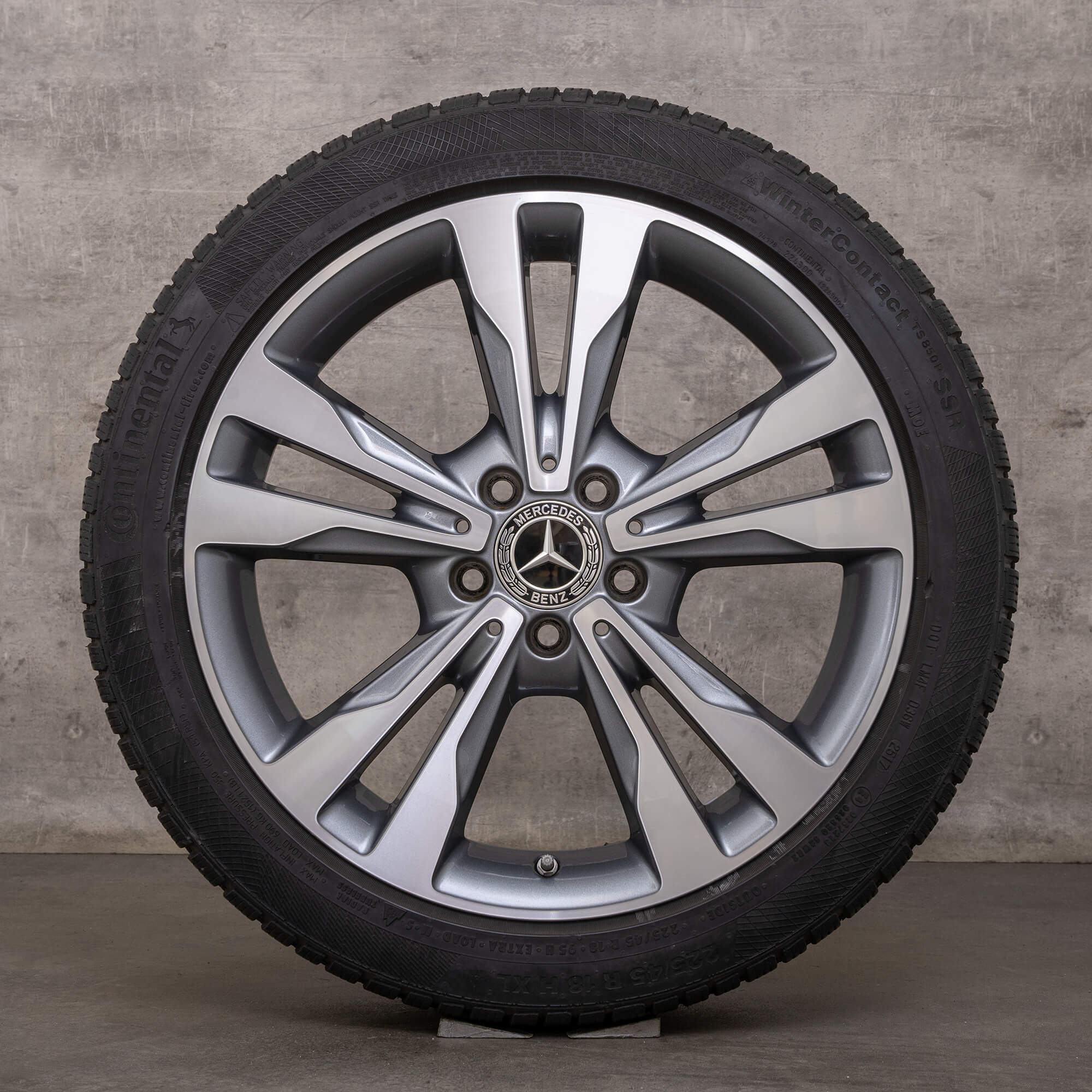 Llantas de invierno originales Mercedes Benz Clase C 18 pulgadas W205 S205 C205 A205 llantas A2054012802 gris himalaya torneado brillante