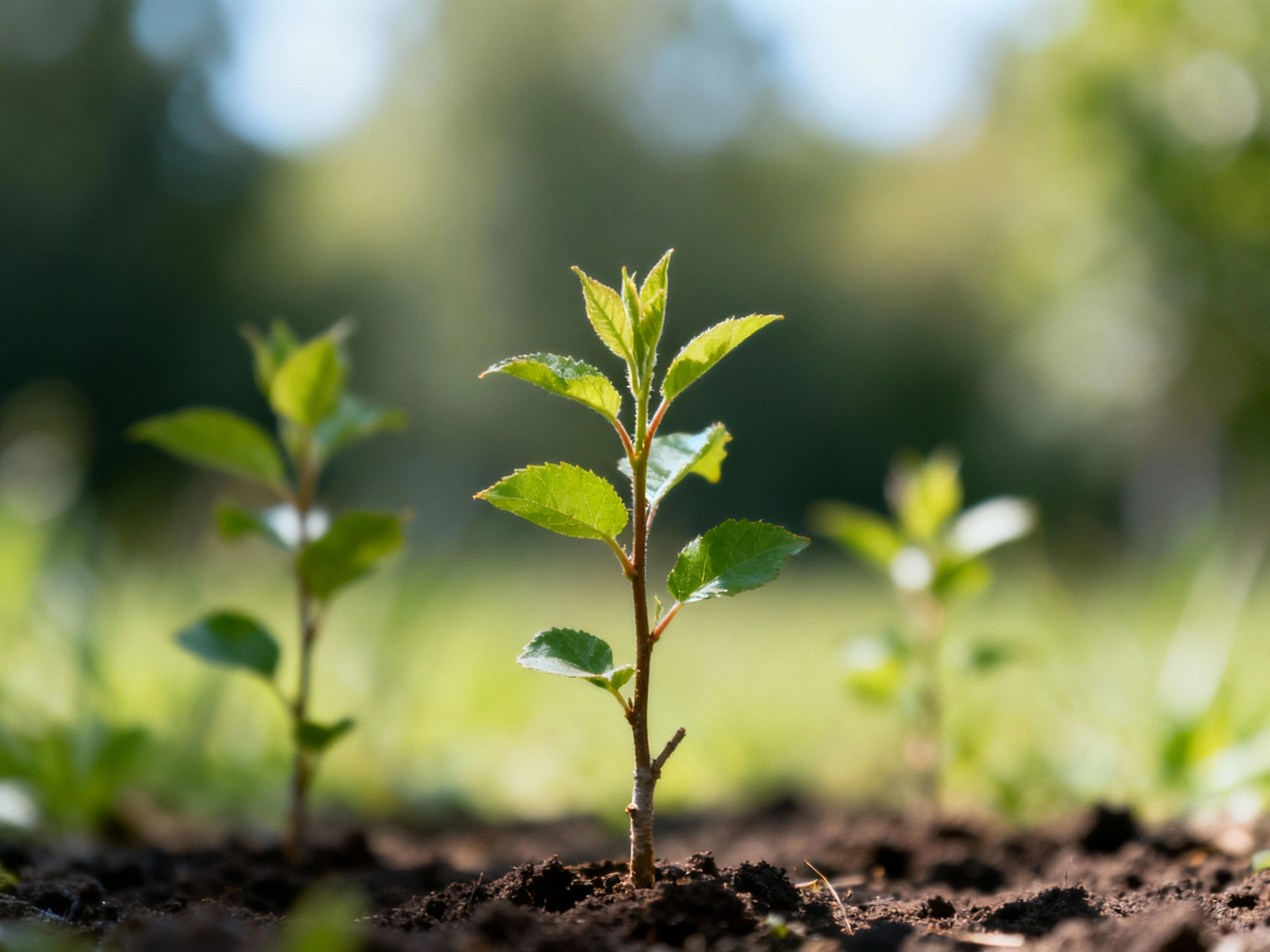 Drei Setzlinge Nahaufnahme