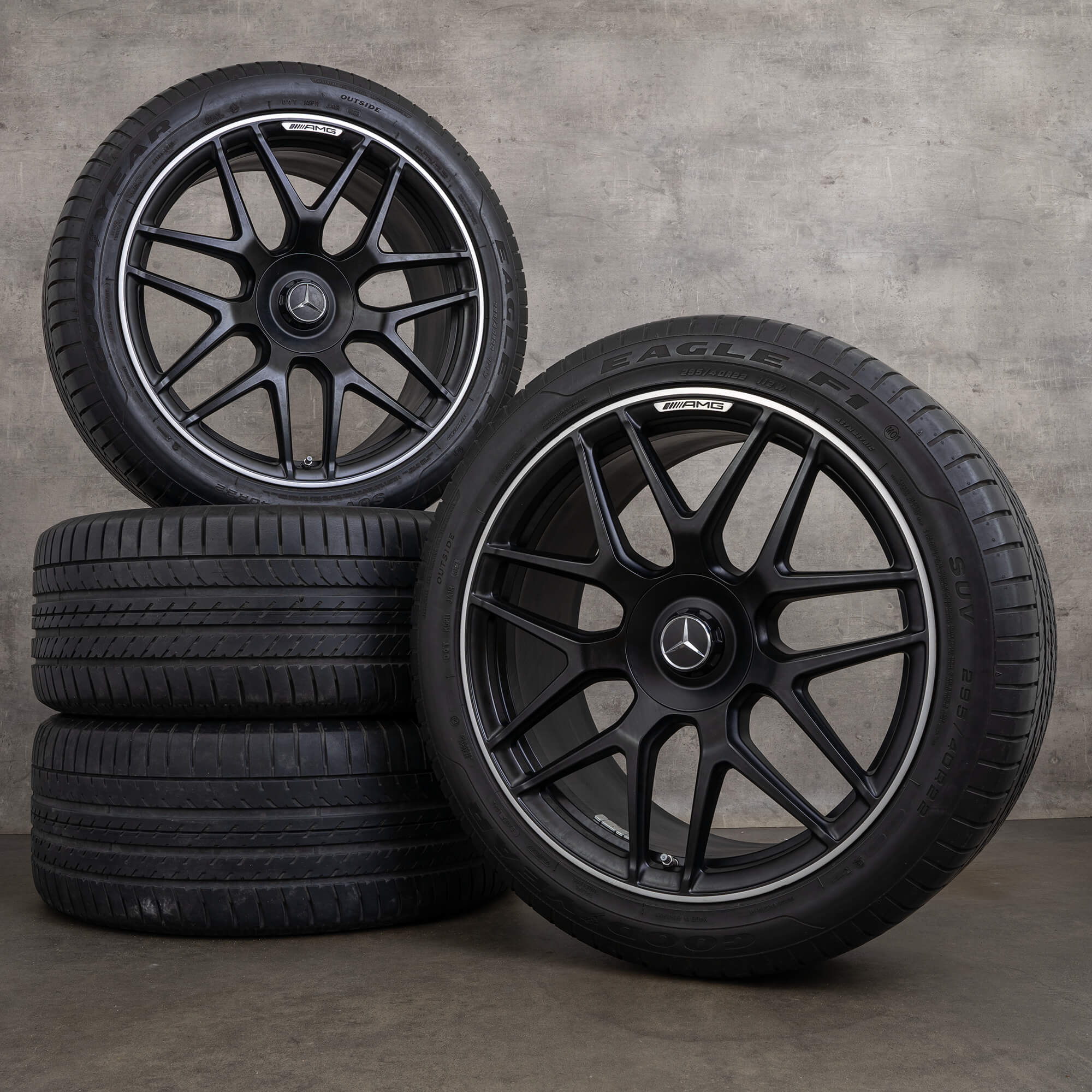 Llantas originales Mercedes Benz Clase G AMG de 22 pulgadas W463A G63 llantas verano A4634012000 negro llanta torneada brillante