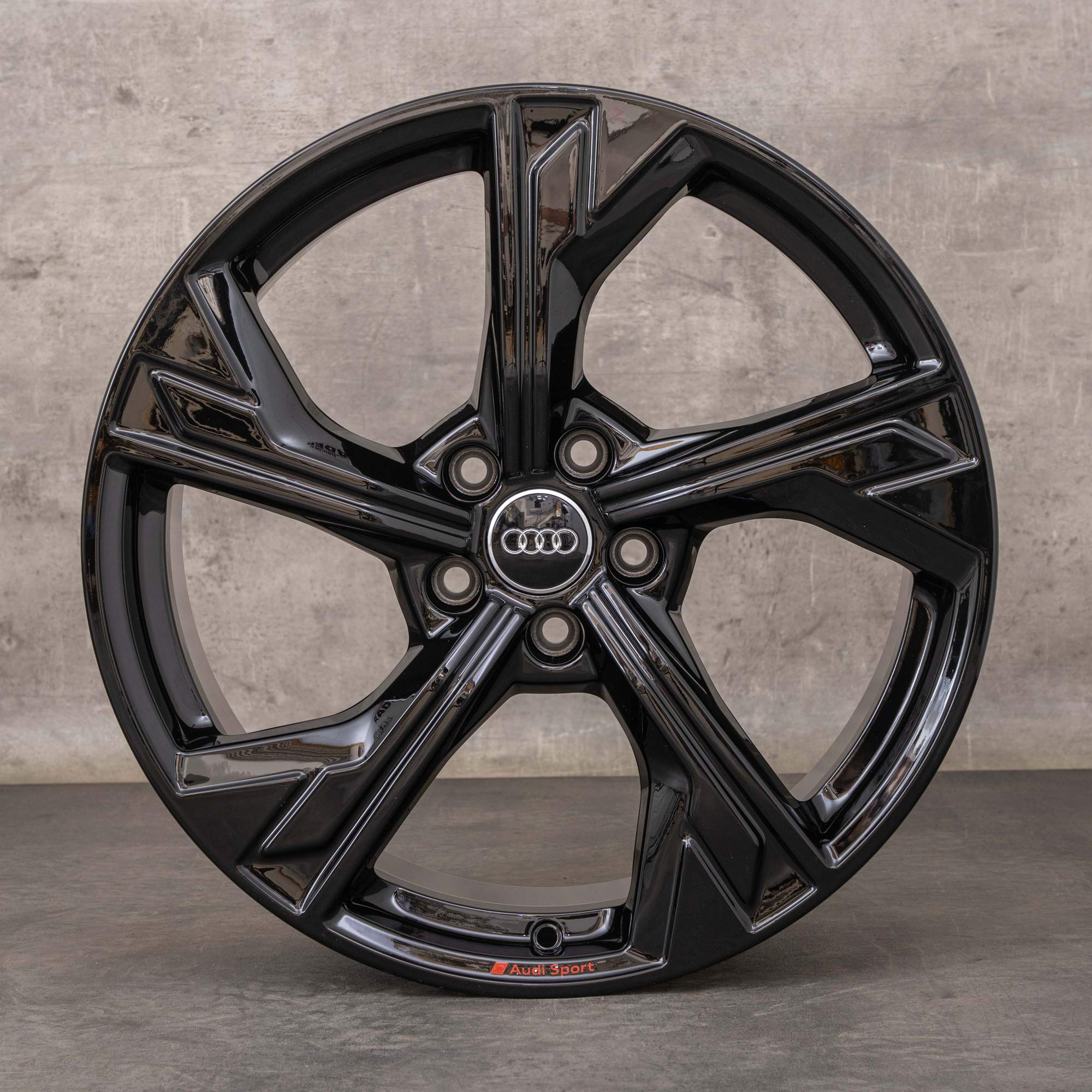 OEM Audi A4 S4 Rims 19 inch B9 8W 8W0601025EM Flag black glossy