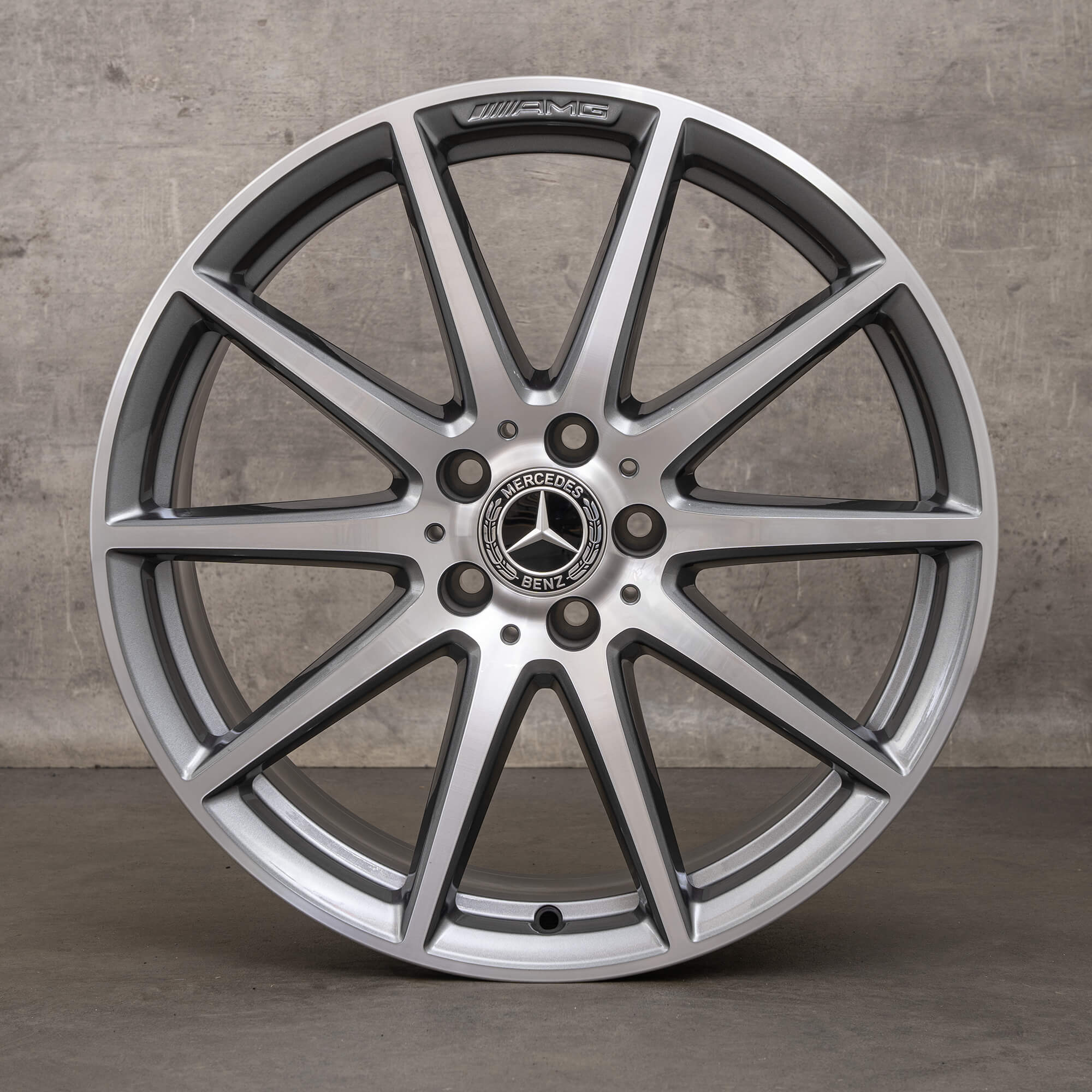 Originale Mercedes Benz C-Klasse AMG C63 S E Performance fælge 19 tommer W206 S206 A2064016900 A2064012800 himalaya grey glossy turned NEW