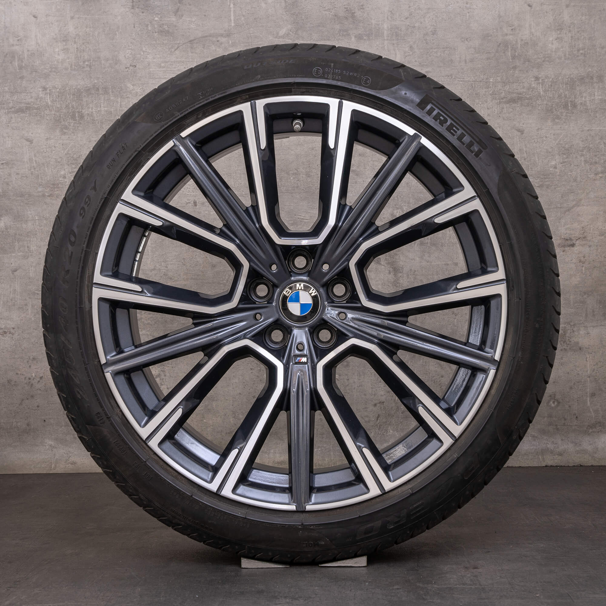 Jantes e pneus inverno originais BMW Série 6 7 20 polegadas G11 G12 G32 jantes 817 M 8090096 8090097 orbit grey glossy turned