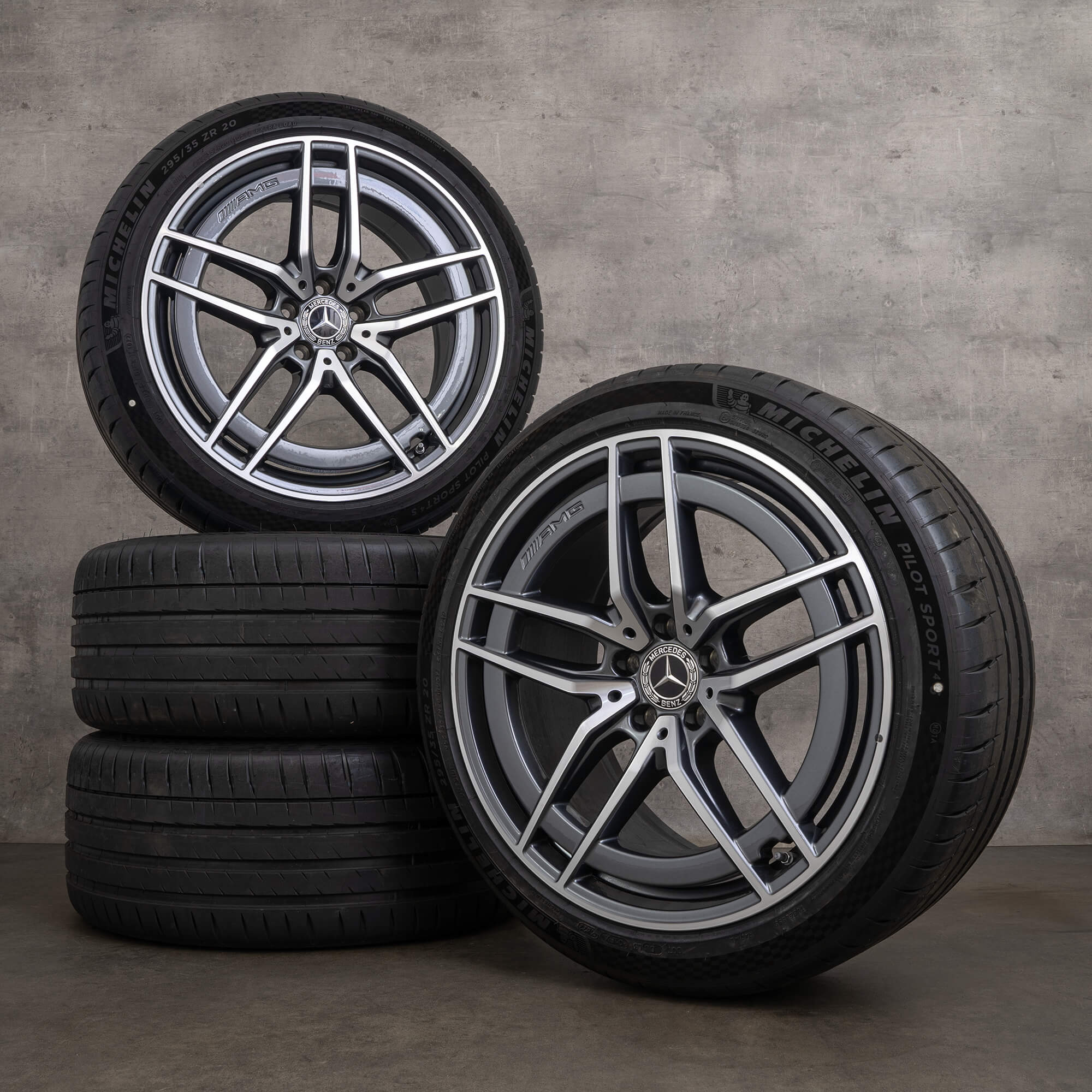 Alkuperäiset AMG Mercedes Benz SL vanteet 20 tuuman 43 55 63 R232 kesäpyörät A2324012100 A2324012200 himalaya harmaa