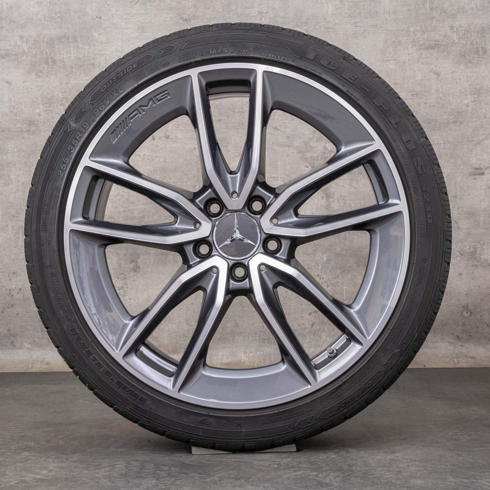 Alkuperäiset Mercedes Benz C-sarjan C43 AMG talvirenkaat 19 tuuman W205 S205 C205 A205 vanteet A2054010701 A2054010801 himalajanharmaa kiillotettu käännetty
