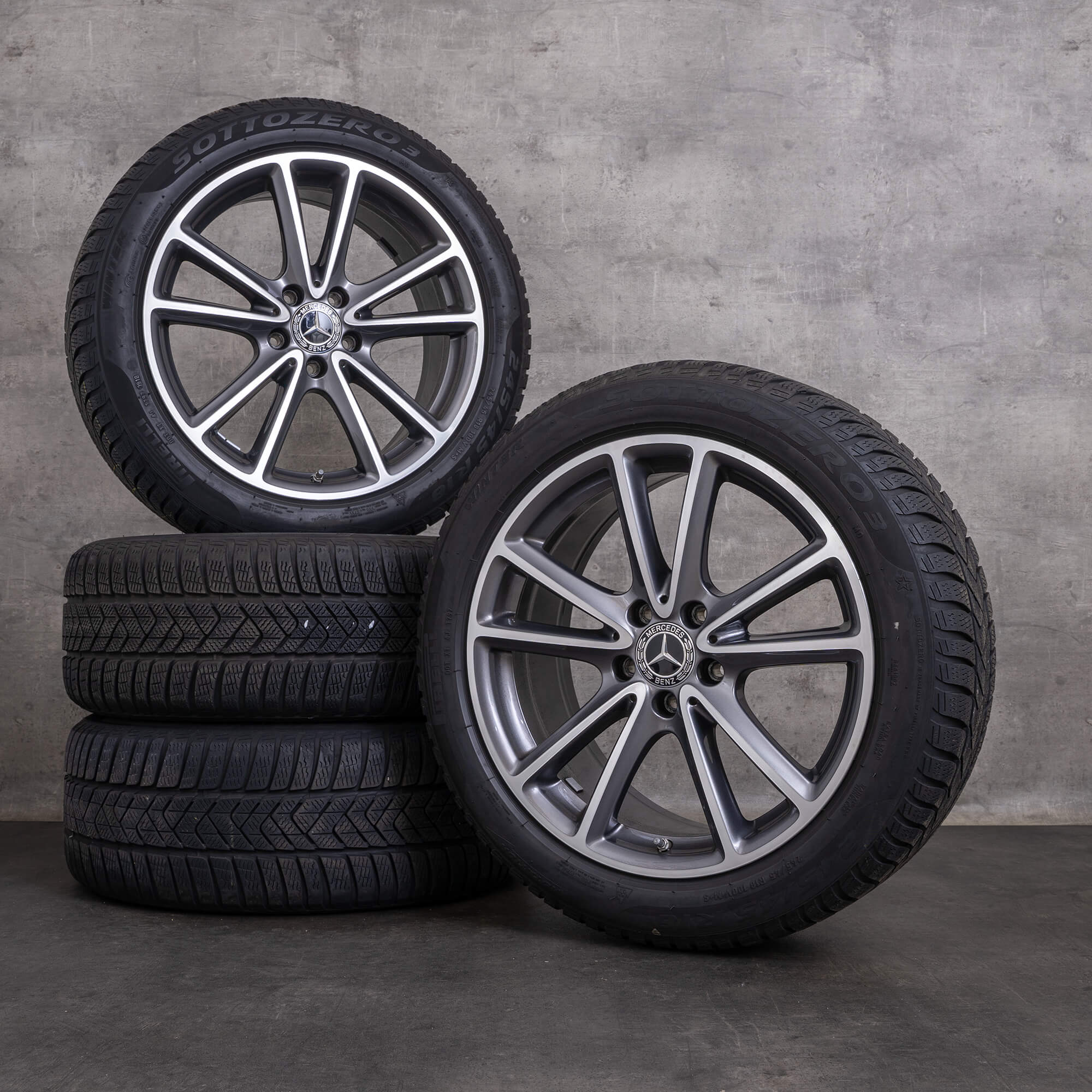 Orijinal Mercedes Benz CLS kış jant lastik 18 inç C257 jantlar A2574010800 himalaya gri parlak tornalanmış