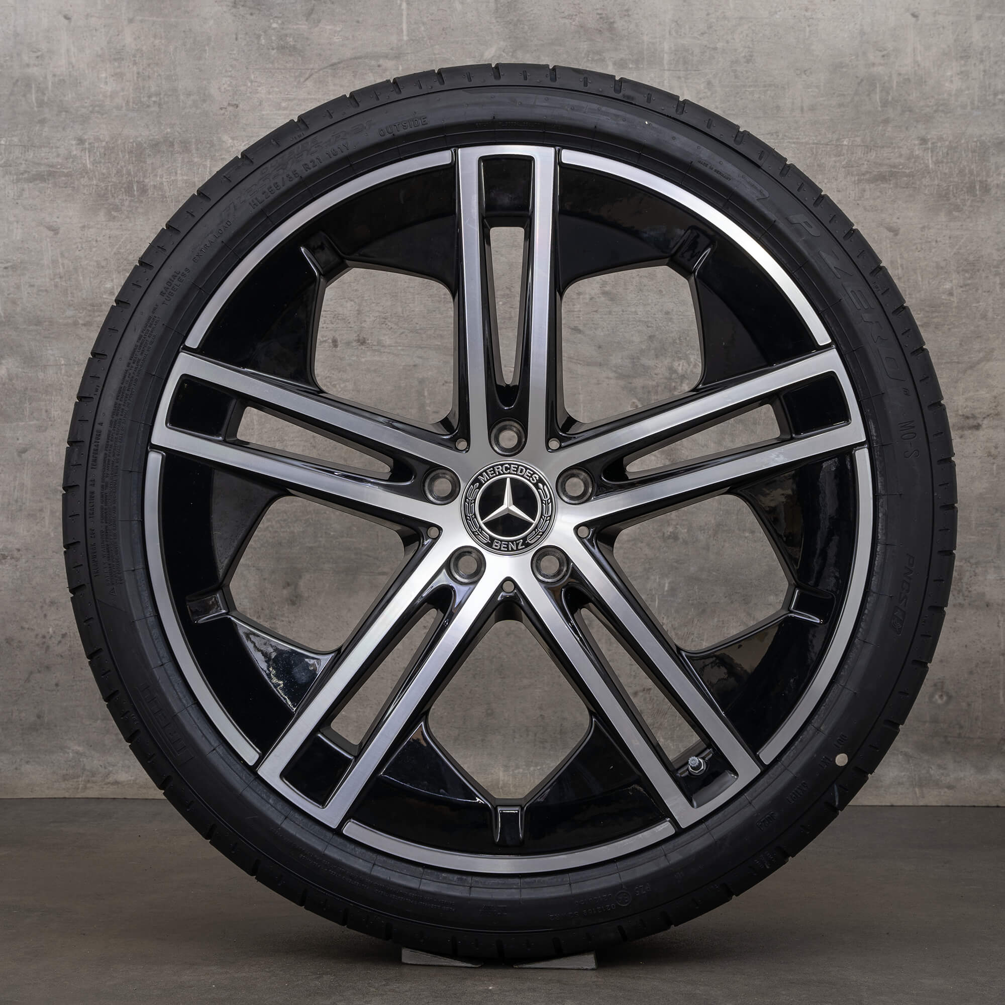 Originální letni disky Mercedes Benz EQE 21 palců V295 A2954011400 A2954011500 černé lesklé soustružené NOVÉ
