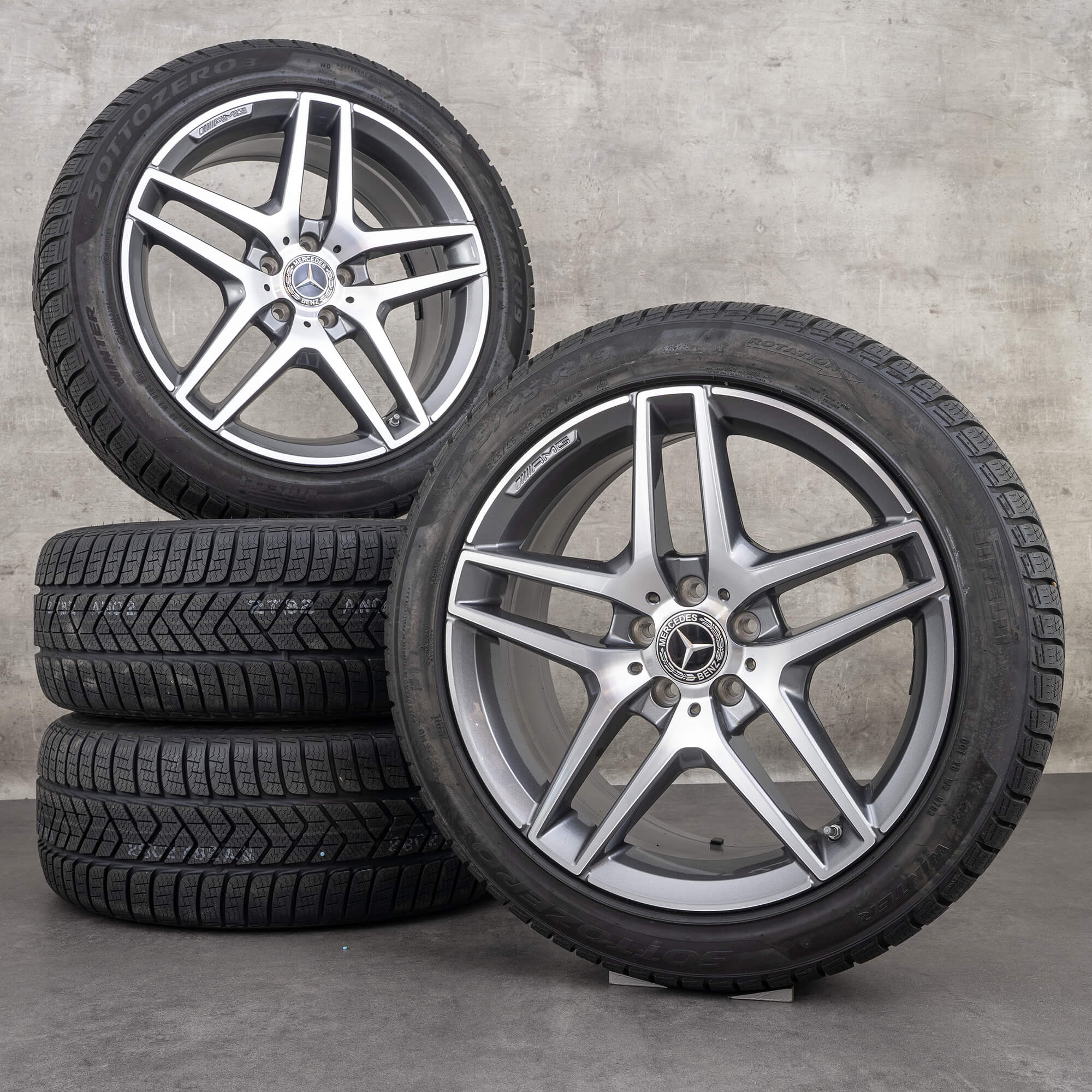 OEM Mercedes Benz S-Class AMG snow tire packages 19 inch W222 A217 C217 Rims A2224010000 himalaya grey glossy turned