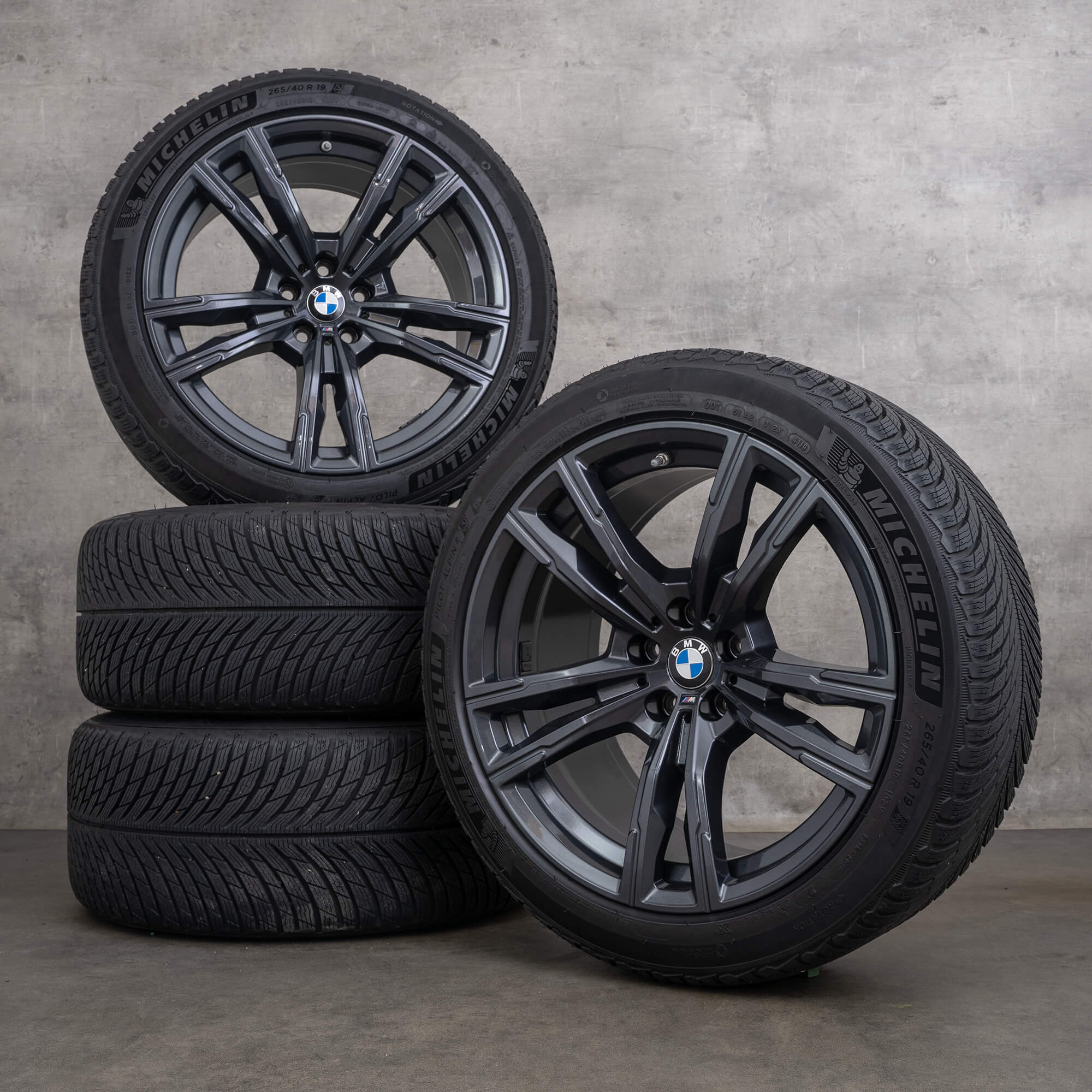 Originale BMW M8 M5 komplette vinterhjul 19 tommer F90 F91 F92 F93 fælge 812 M 8089560 orbit grey