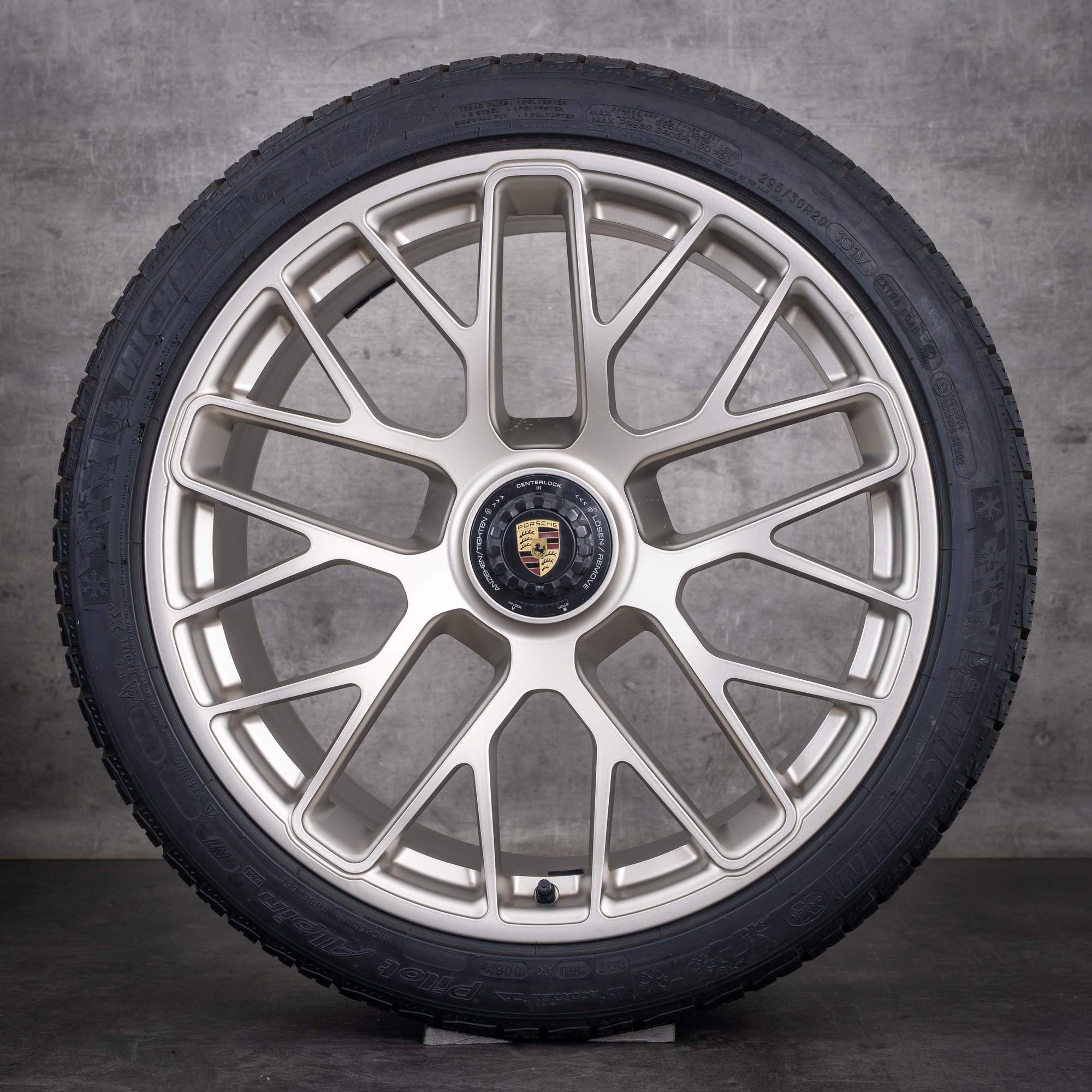 Original Porsche 991 Winterräder 20 Zoll 991 II Targa 4 GTS Turbo Felgen 99136216234 99136216634 weißgold matt