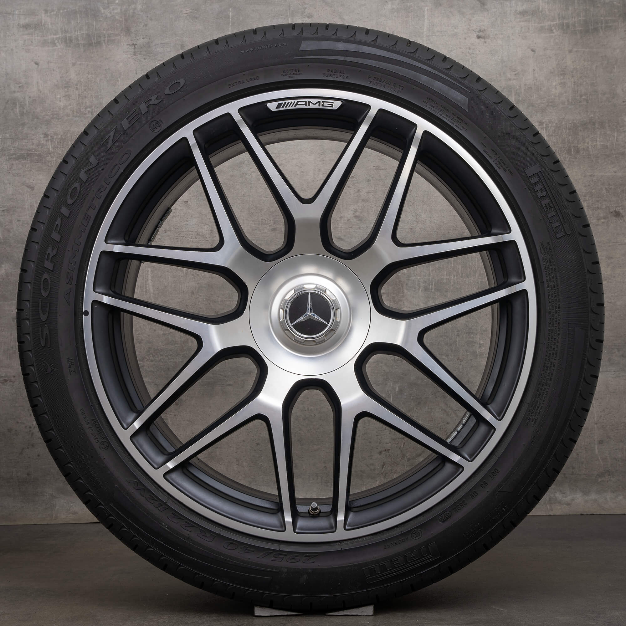 Originale Mercedes Benz G-Klasse G 63 AMG fælge 22 tommer W465 W463A sommerhjul A4634012000 sort mat blank drejet