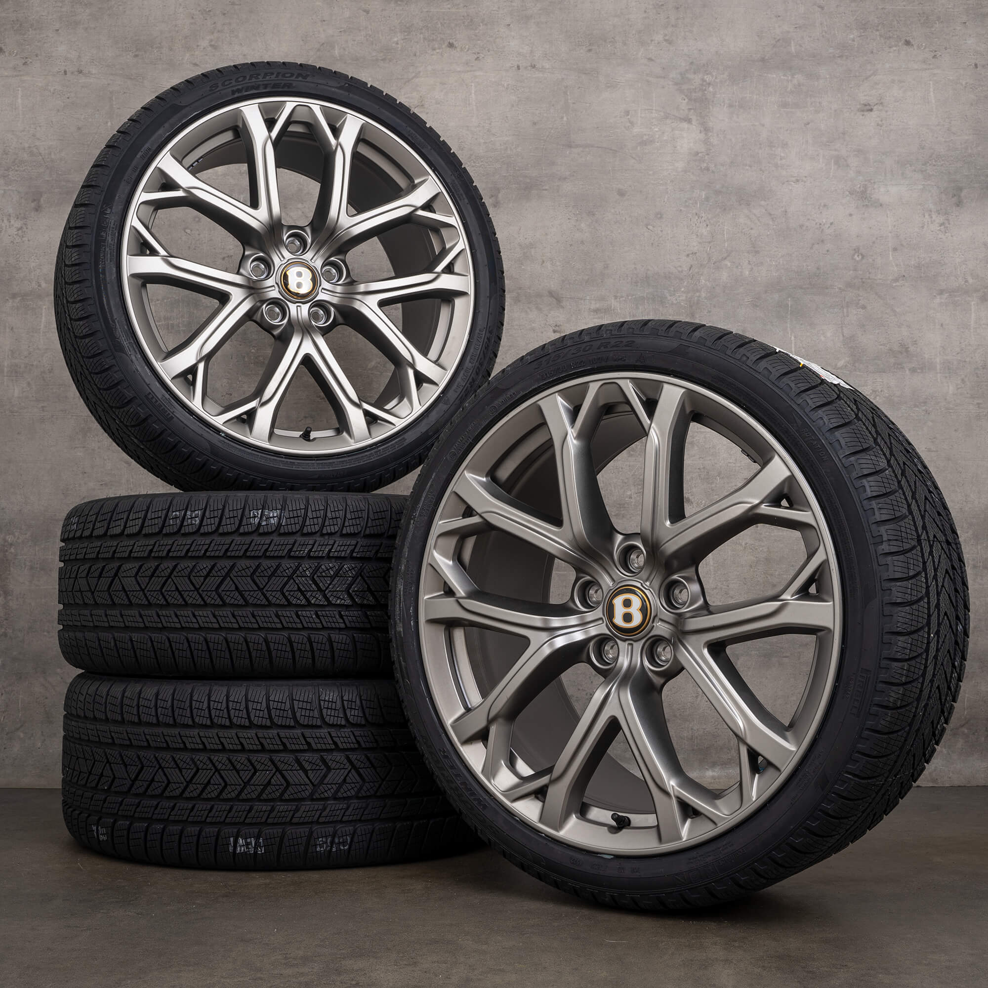 Original Bentley Continental GT GTC Flying Spur Felgen 22 Zoll 3S Sommerräder 3SA601025DK 3SA601025DL Ten Spoke Sports Wheel platinsilber matt