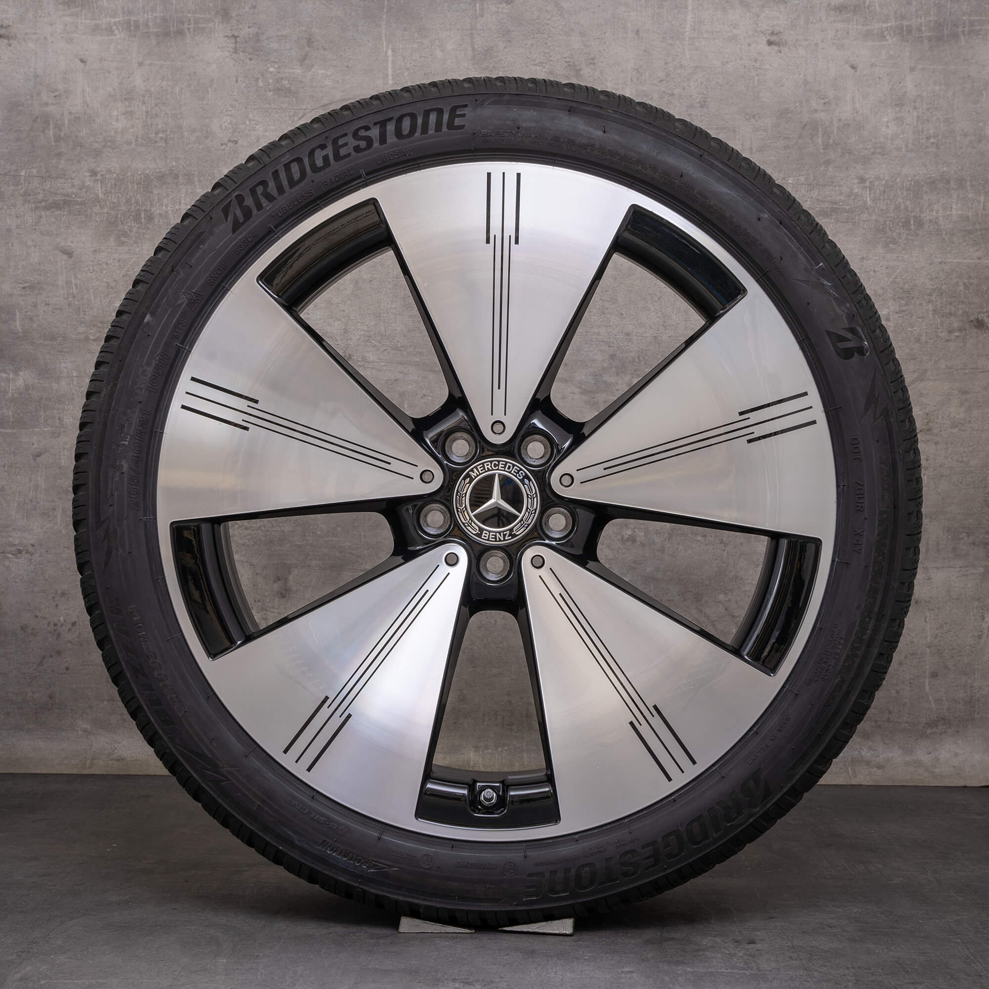 Original Mercedes Benz EQS Winterrder 21 pulgadas V297 llantas A2974011100 negro brillante torneado