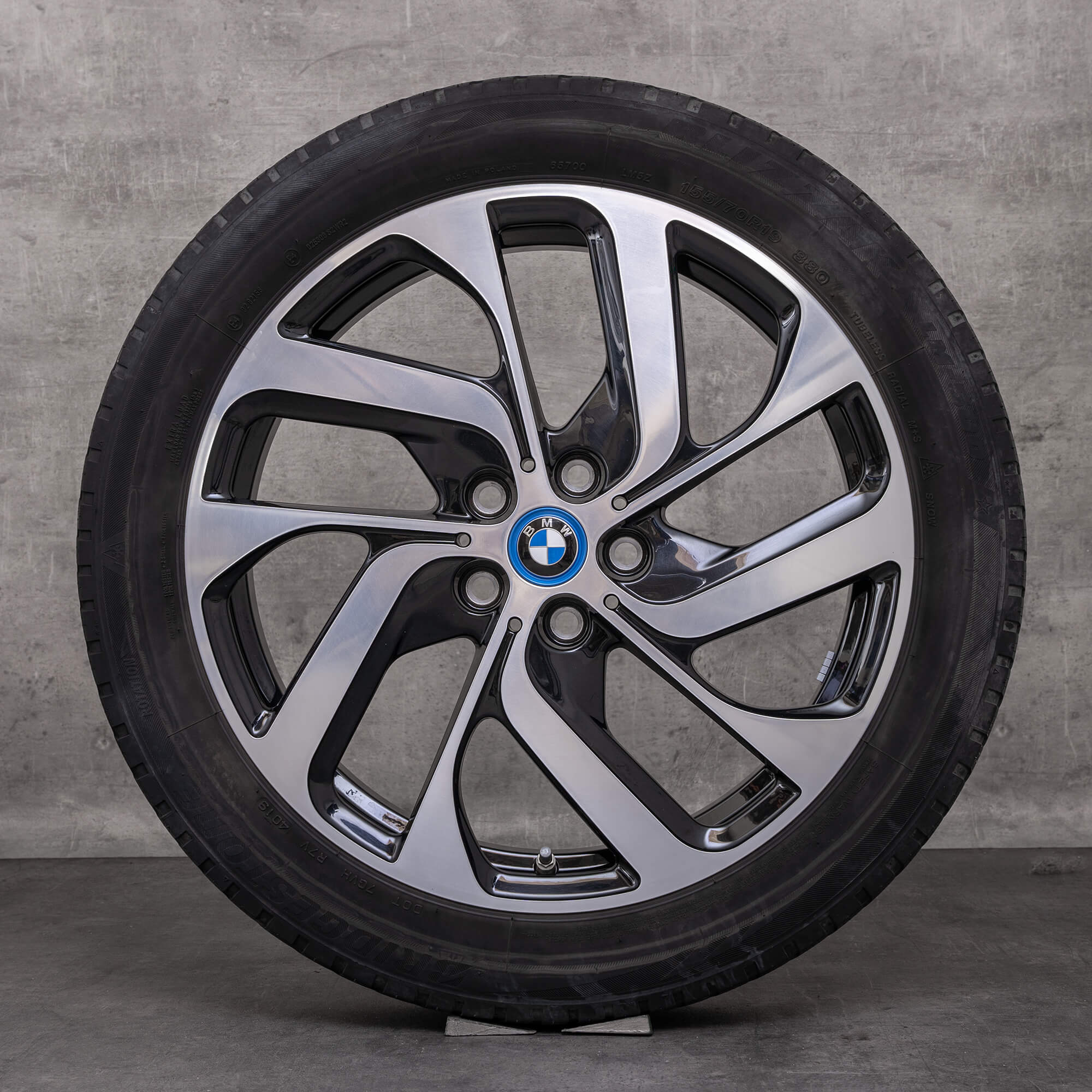 OEM BMW i3 winter wheels 19 inch I01 rims styling 428 turbine design 6856894 jet black glossy turned