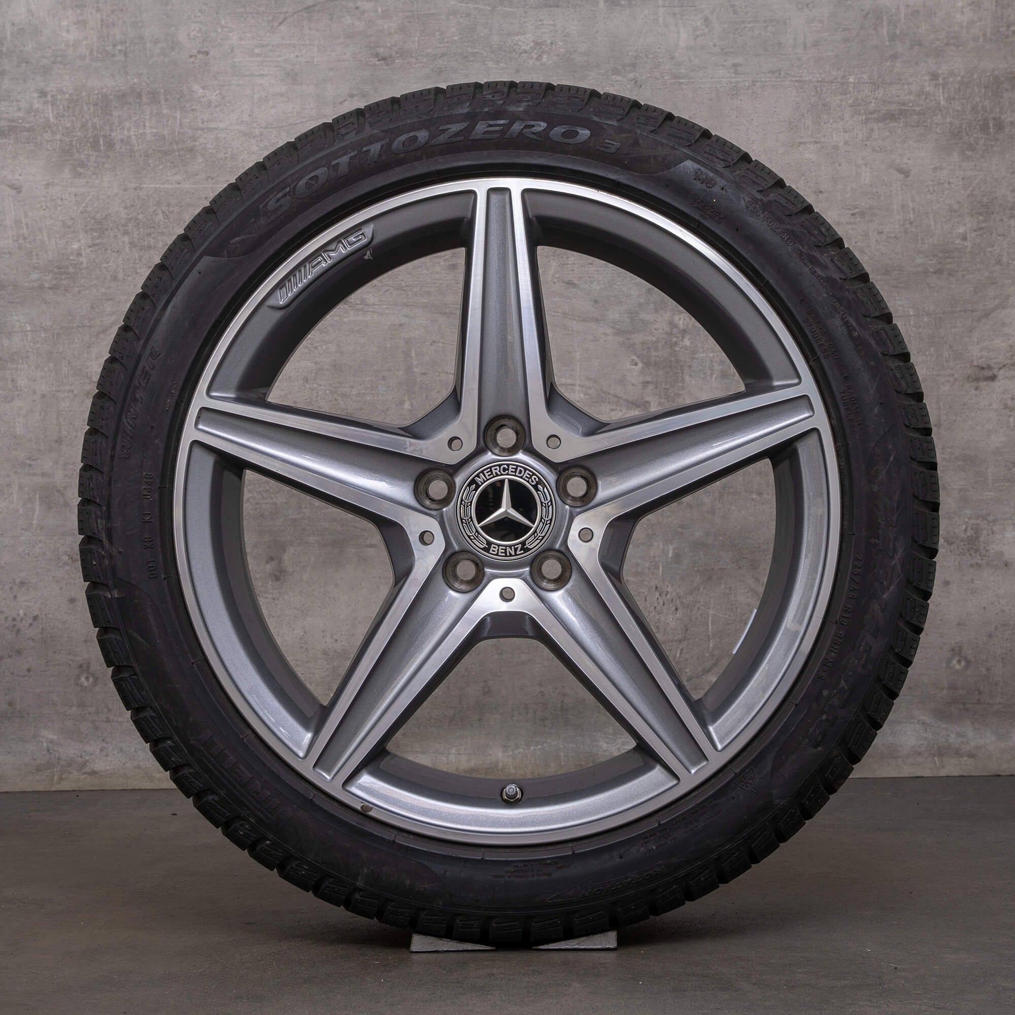 Llantas de invierno originales Mercedes Benz Clase C AMG 18 pulgadas W205 S205 C205 A205 A2054011100 gris himalaya torneado brillante