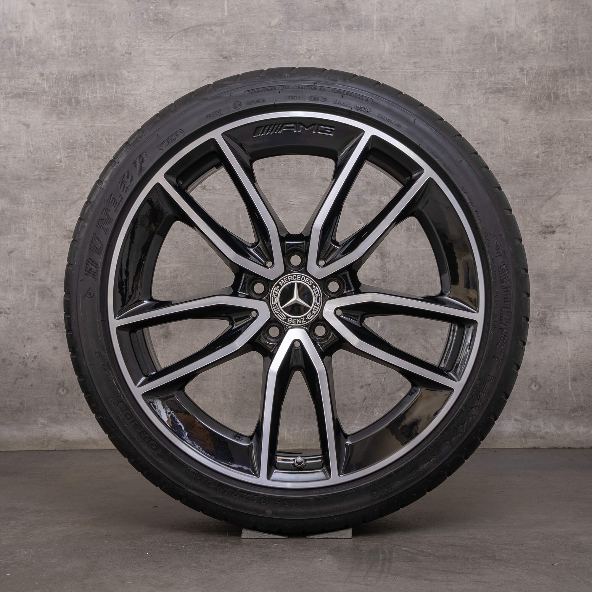 jantes Mercedes Benz C43 AMG de 19 polegadas W205 S205 C205 A205 rodas verão A2054010701 A2054010801 preto brilhante torneado