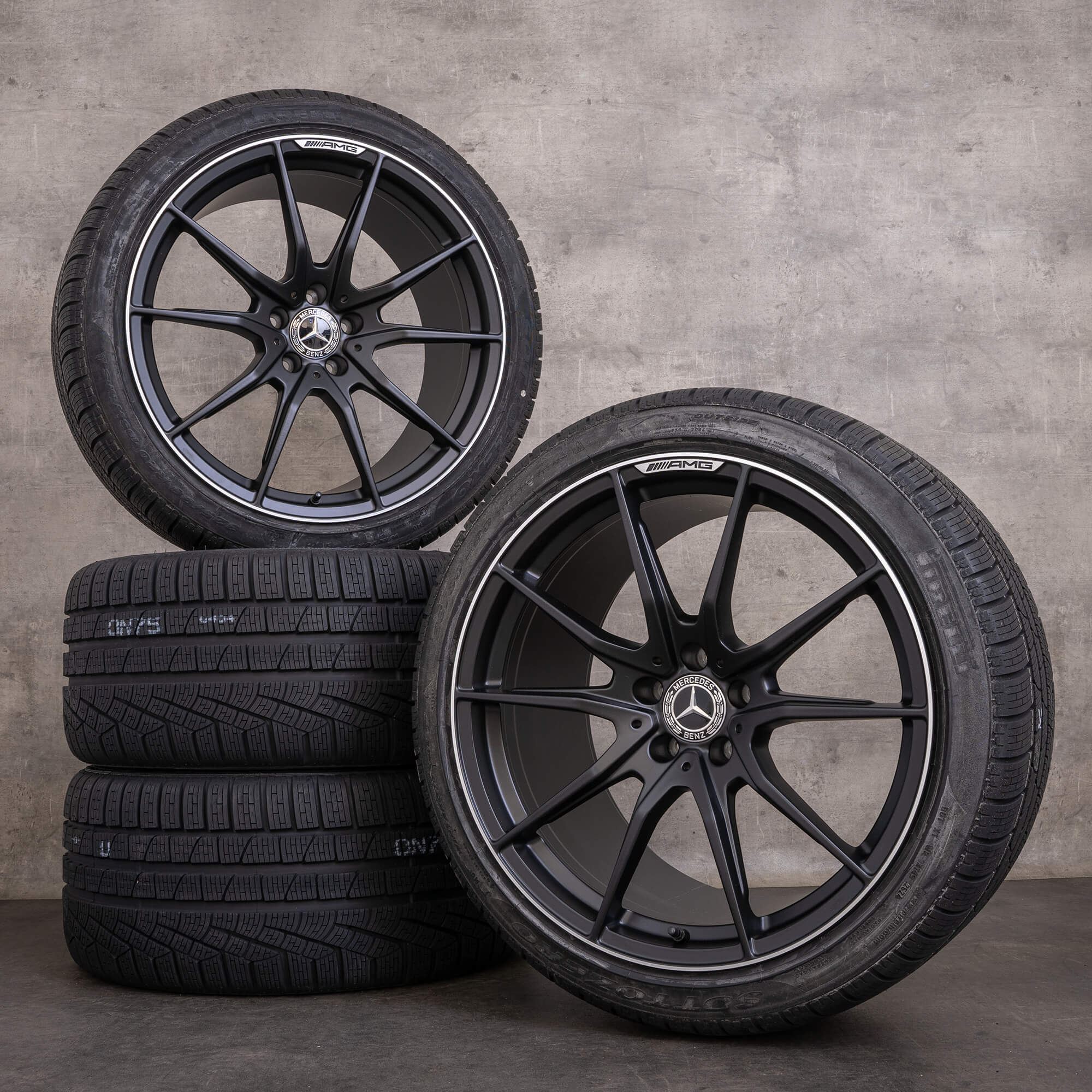 Orijinal Mercedes Benz AMG GT kış jant lastik 19 20 inç C190 R Coupe jantlar A1904011300 A1904011400 siyah mat parlak tornalanmış