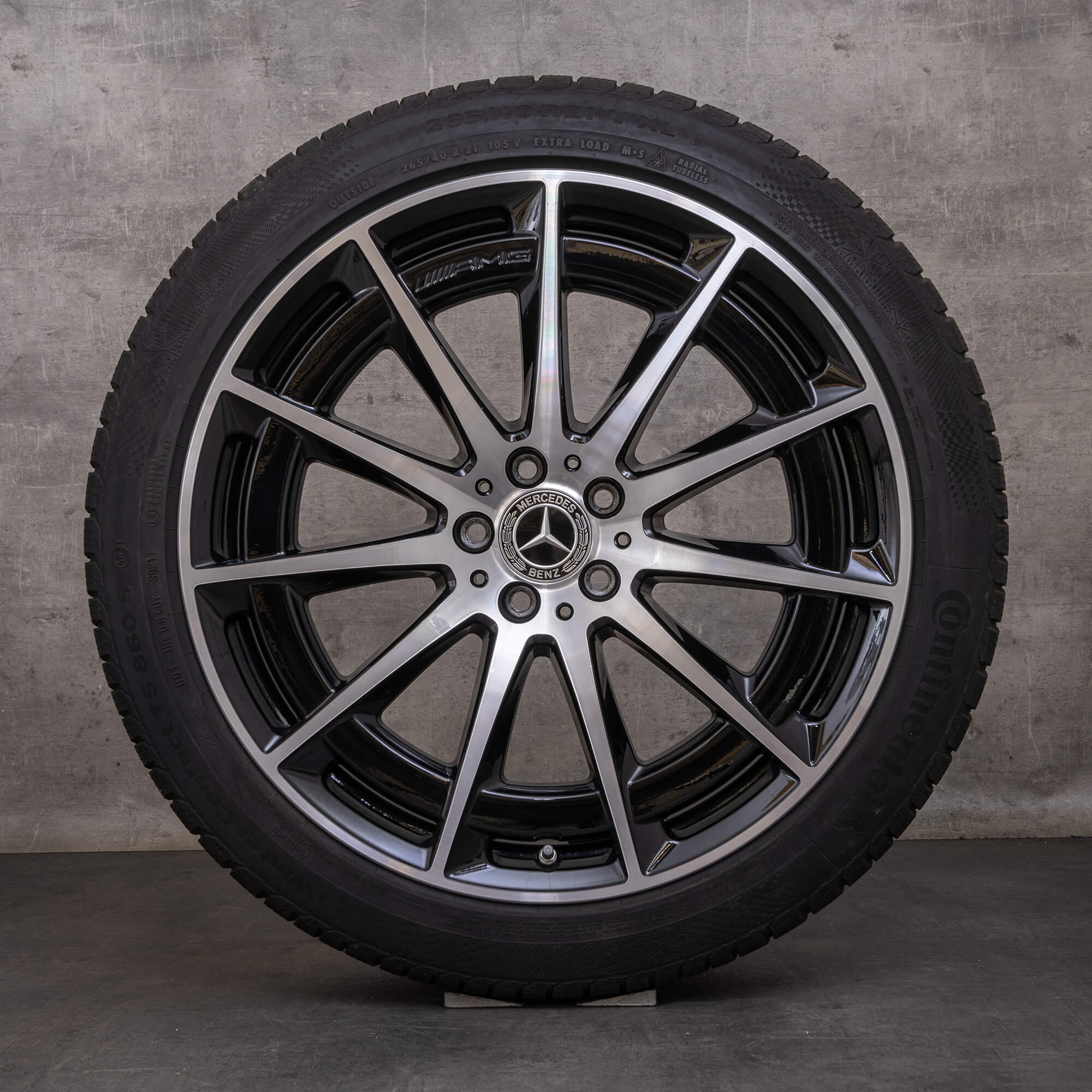 Orijinal Mercedes Benz EQS & 53 AMG kış jant lastik 21 inç 4Matic V297 jantlar A2974011400 siyah parlak tornalanmış